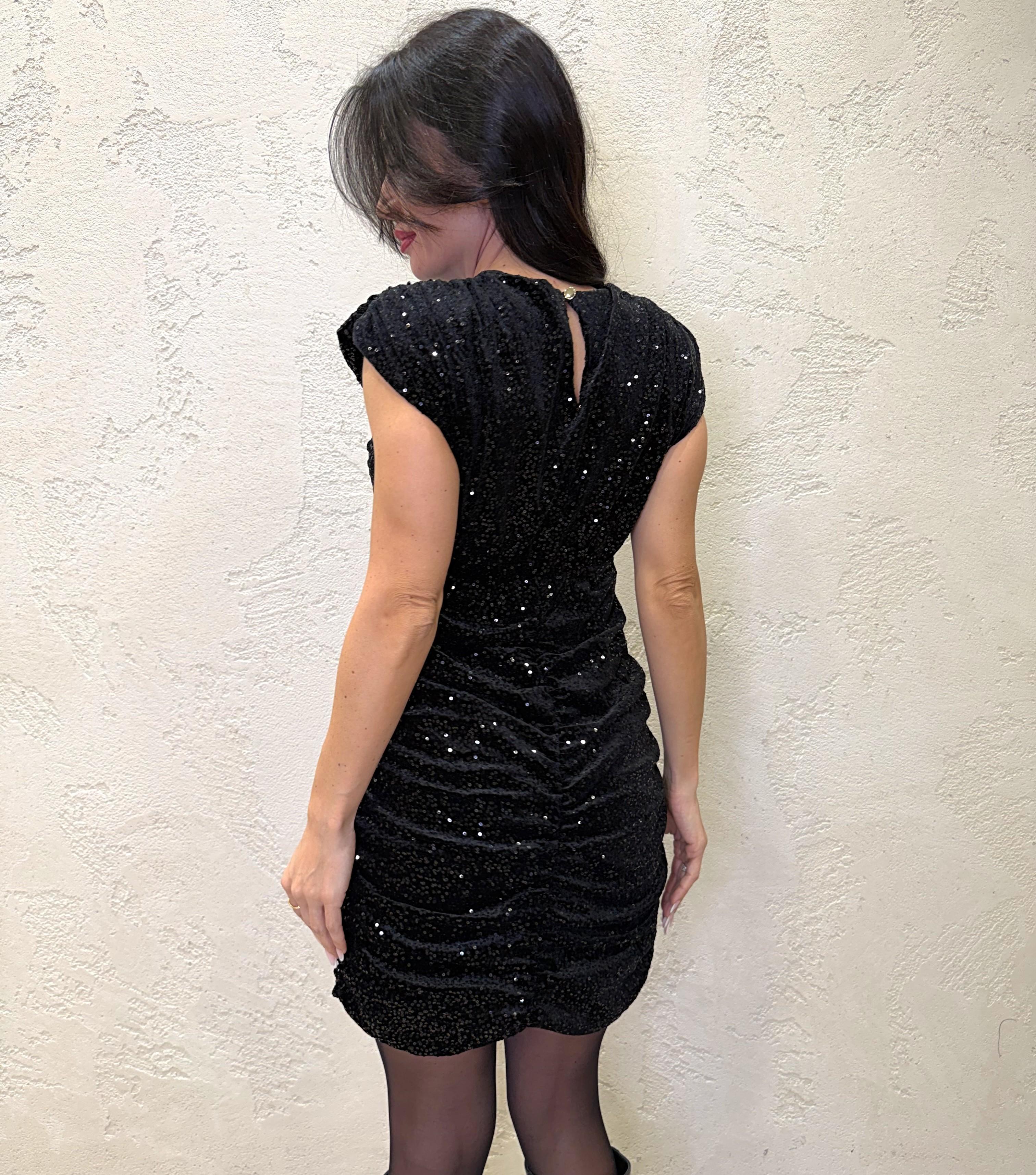 abito paillettes elasticizzato TS2060 NERO VICOLO