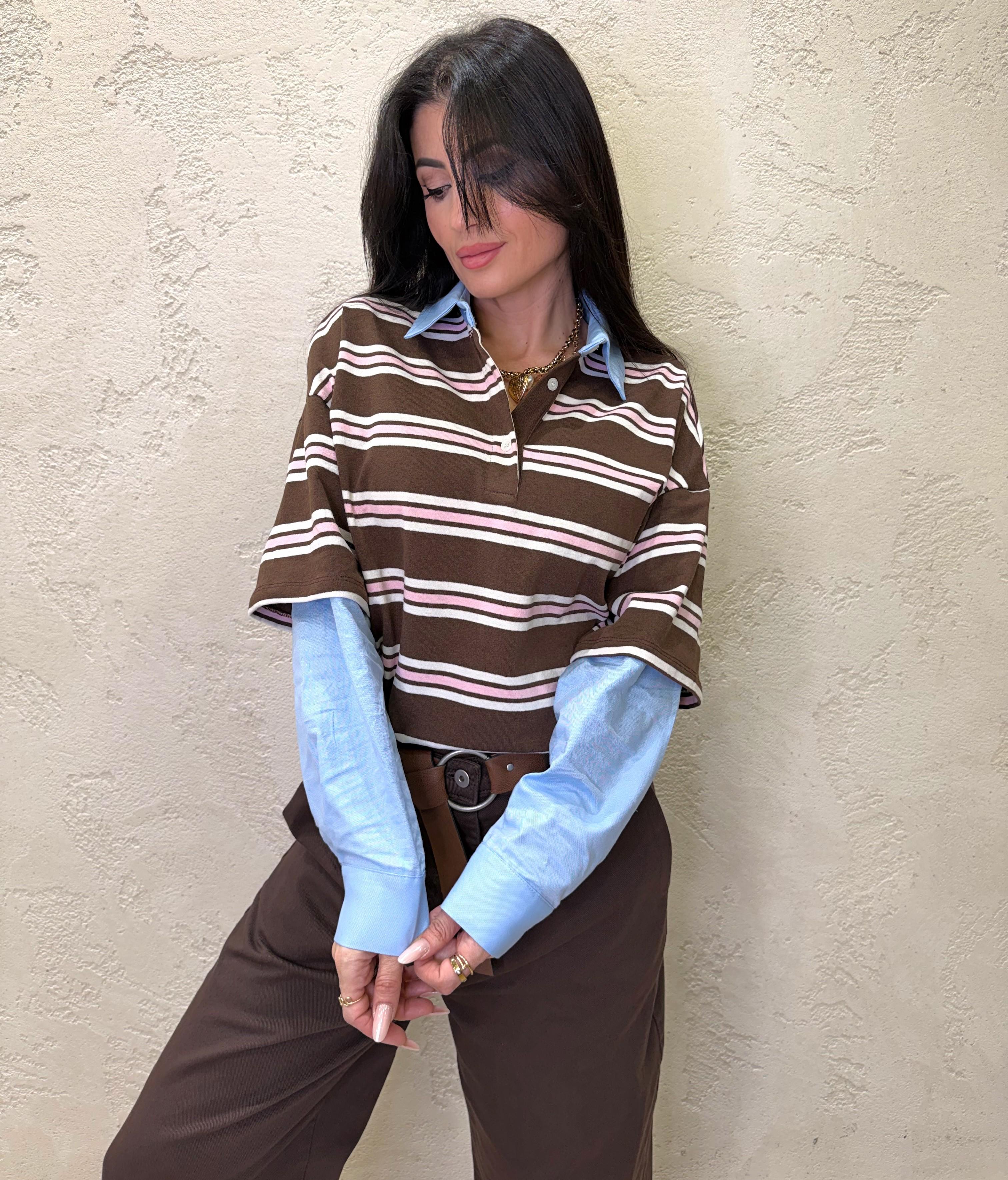 polo doppio tessuto con spille FAT3WRGP MORO DIXIE