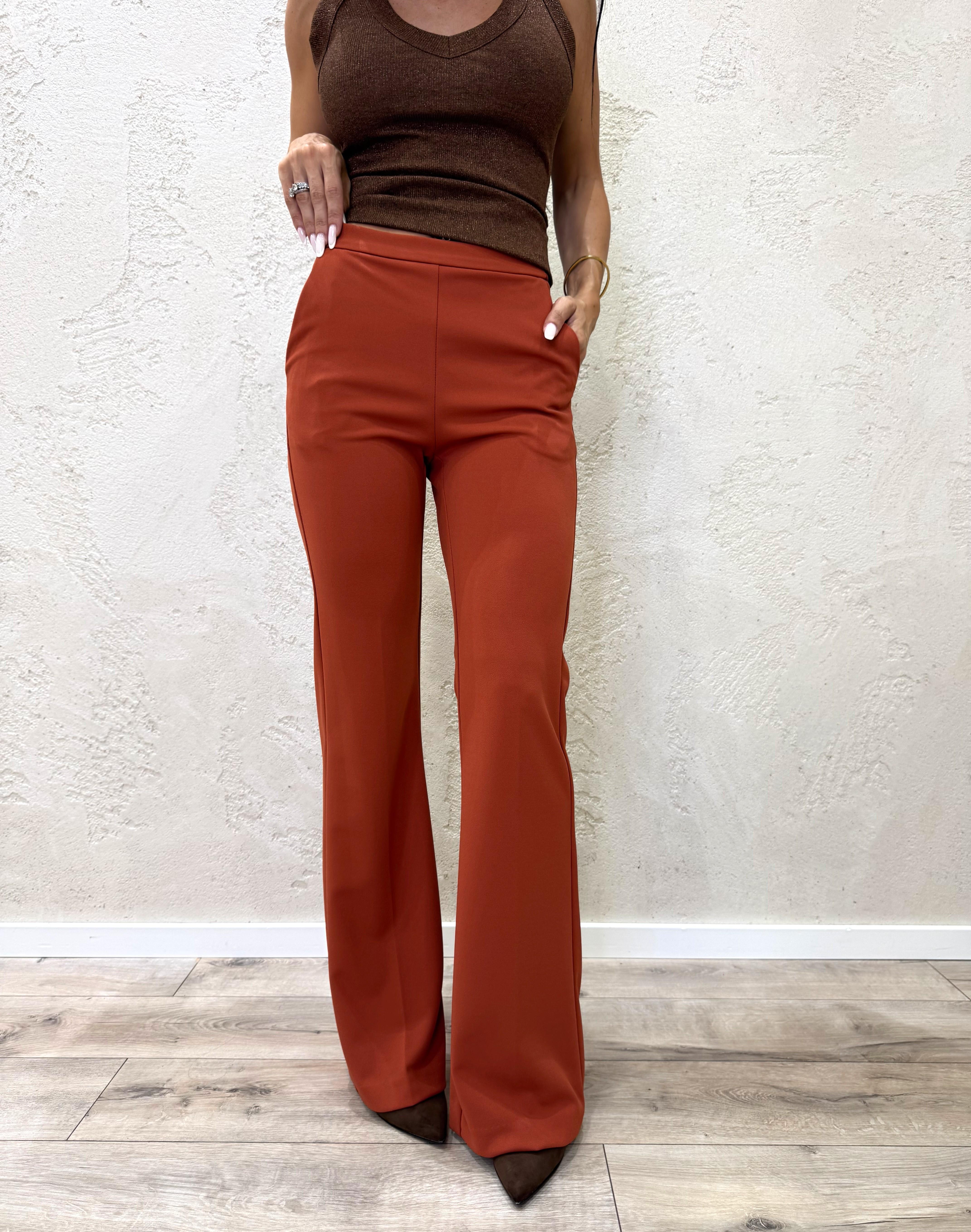 pantalone a zampa in crepe elasticizzato P3E9KAW ZUCCA IMPERIAL