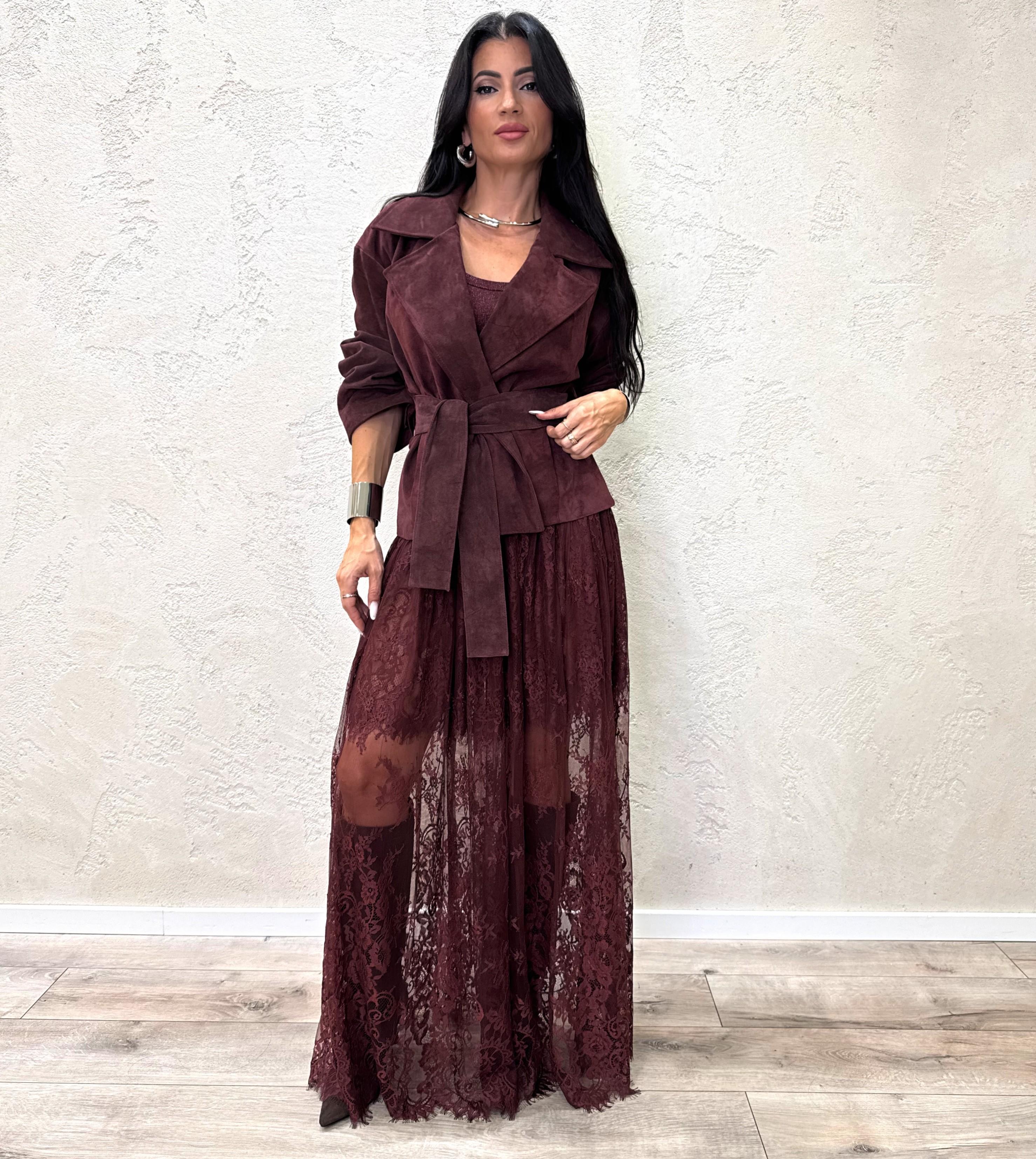 gonna lunga in pizzo TF0573 BORDEAUX VICOLO