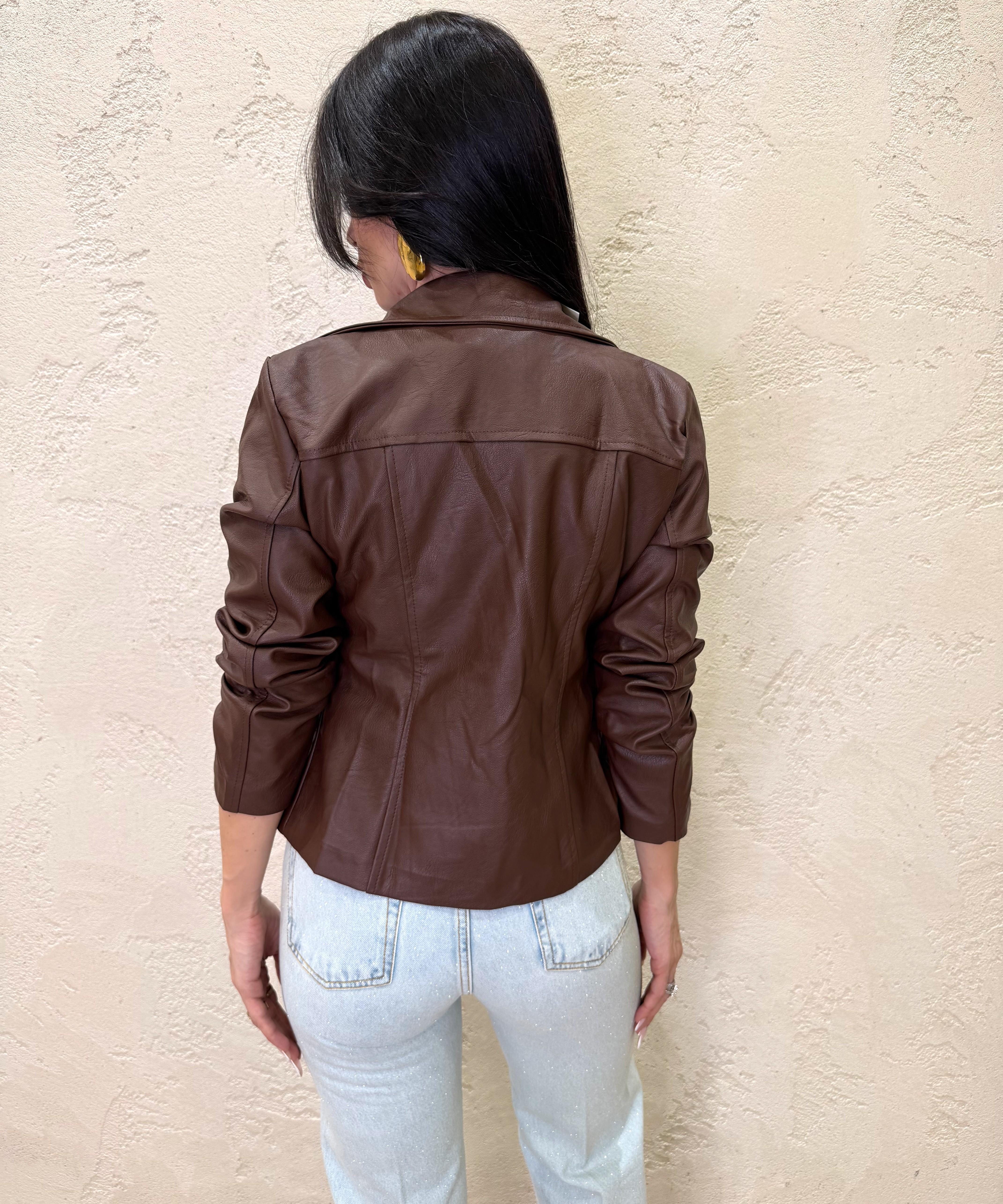 chiodo in ecopelle 4158 MARRONE SUSY MIX