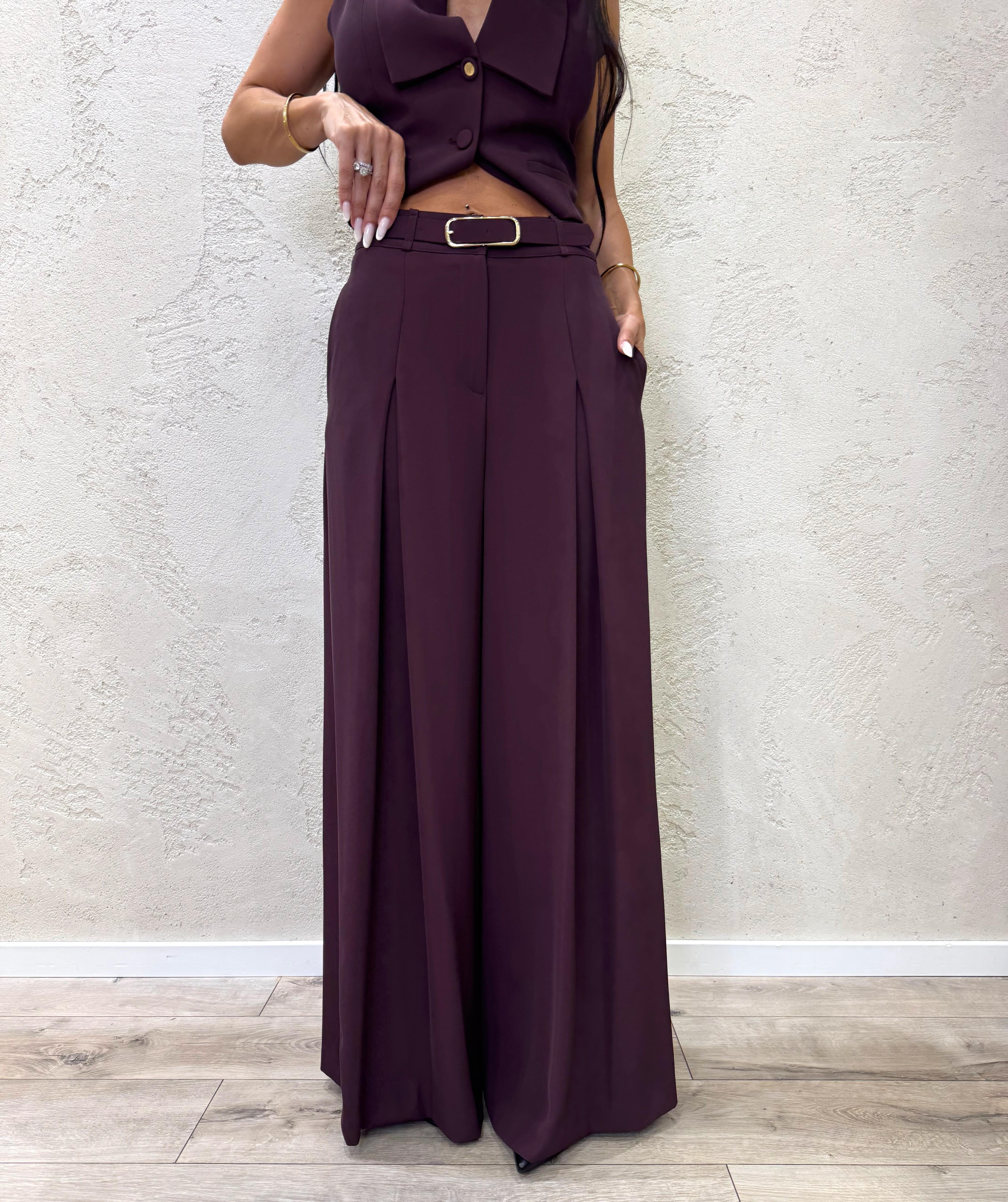 pantalone ampio con pinces PEZ3KHXC PRUGNA IMPERIAL
