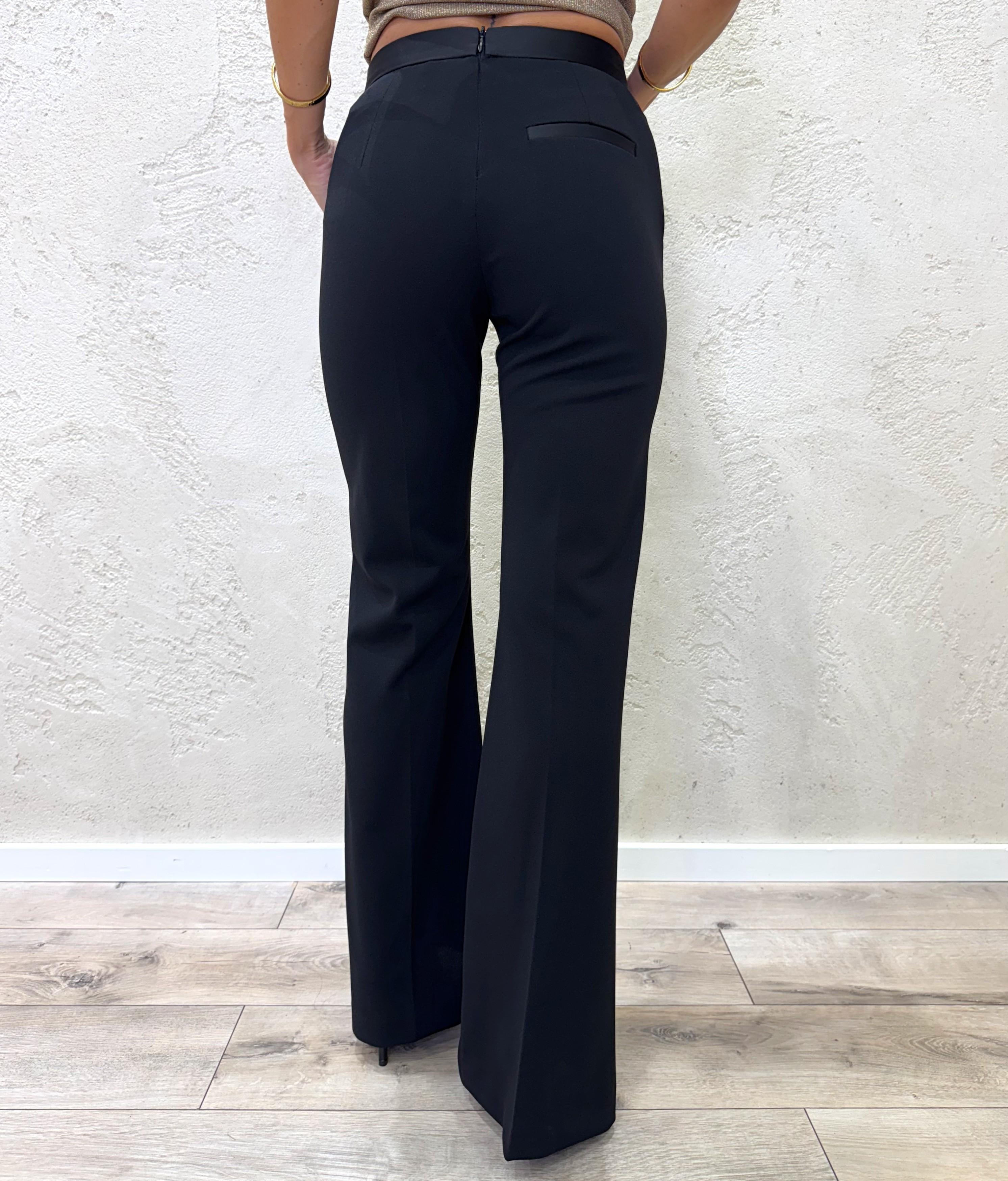 pantalone a zampa in crepe elasticizzato P3E9KAW NERO IMPERIAL