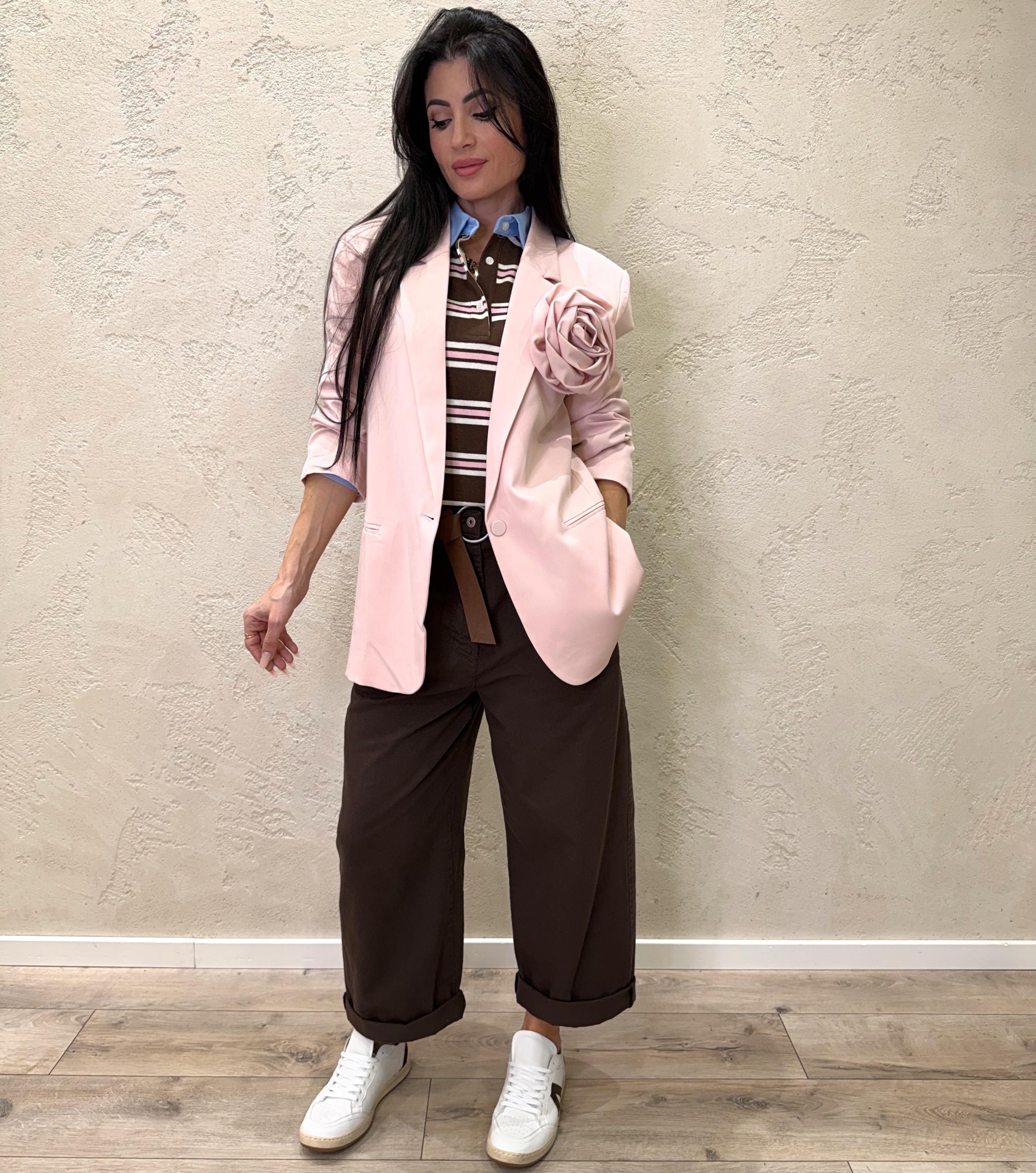 blazer over con spilla rosa removibile TAB0370 ROSA VICOLO