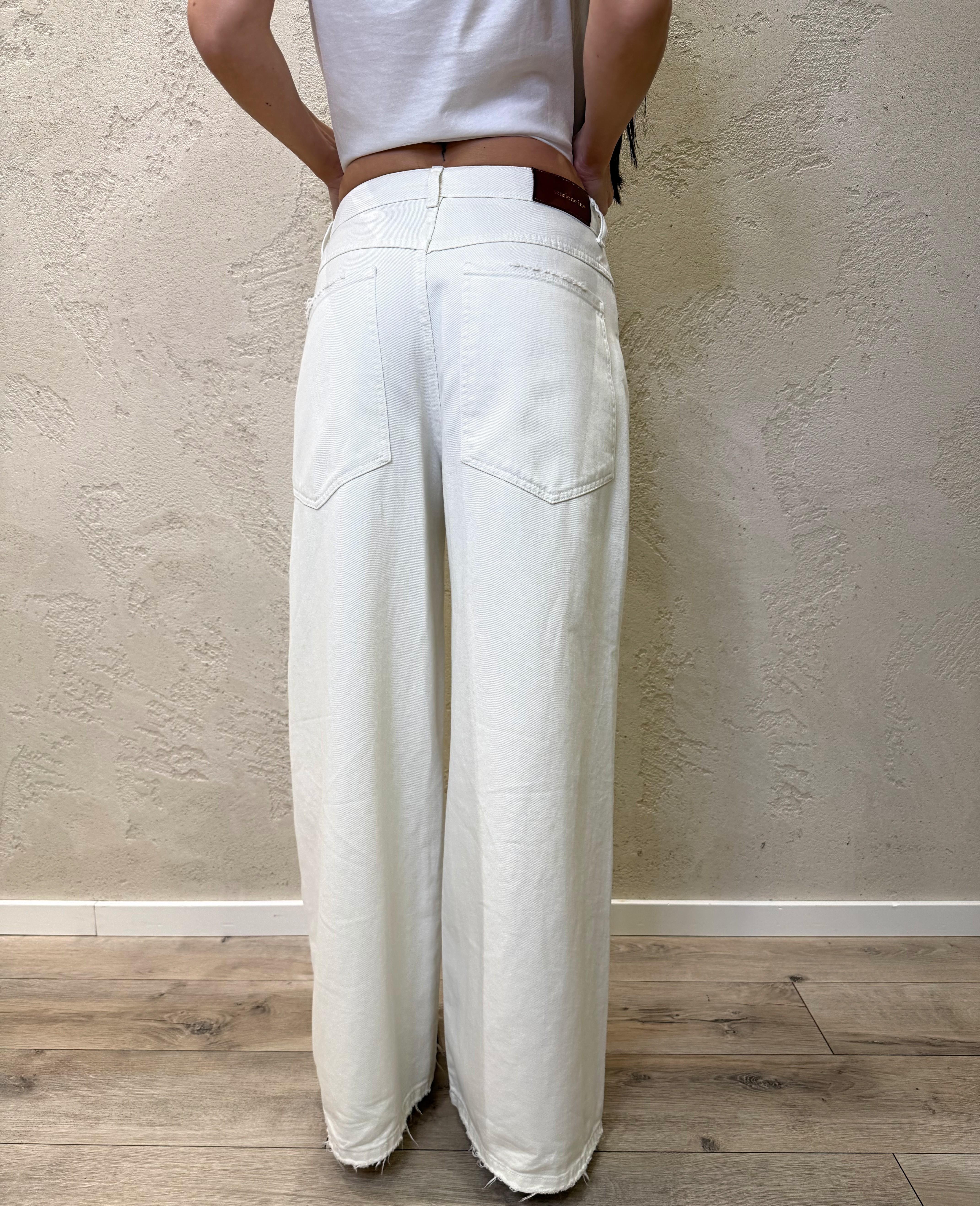 jeans modello giusi wide leg GIUSI-PANT BIANCO TENSIONE IN