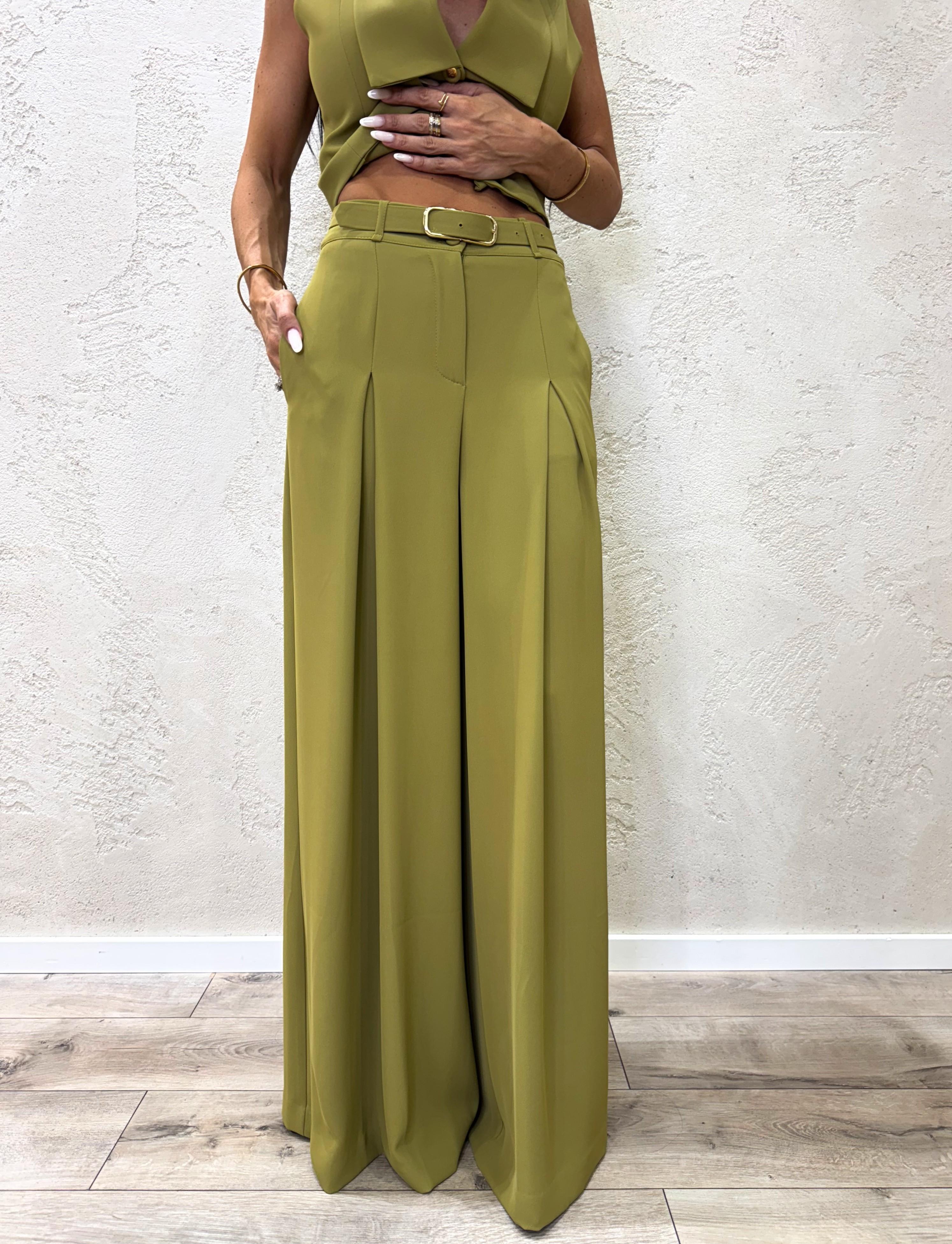 pantalone ampio con pinces PEZ3KHXC OLIO IMPERIAL