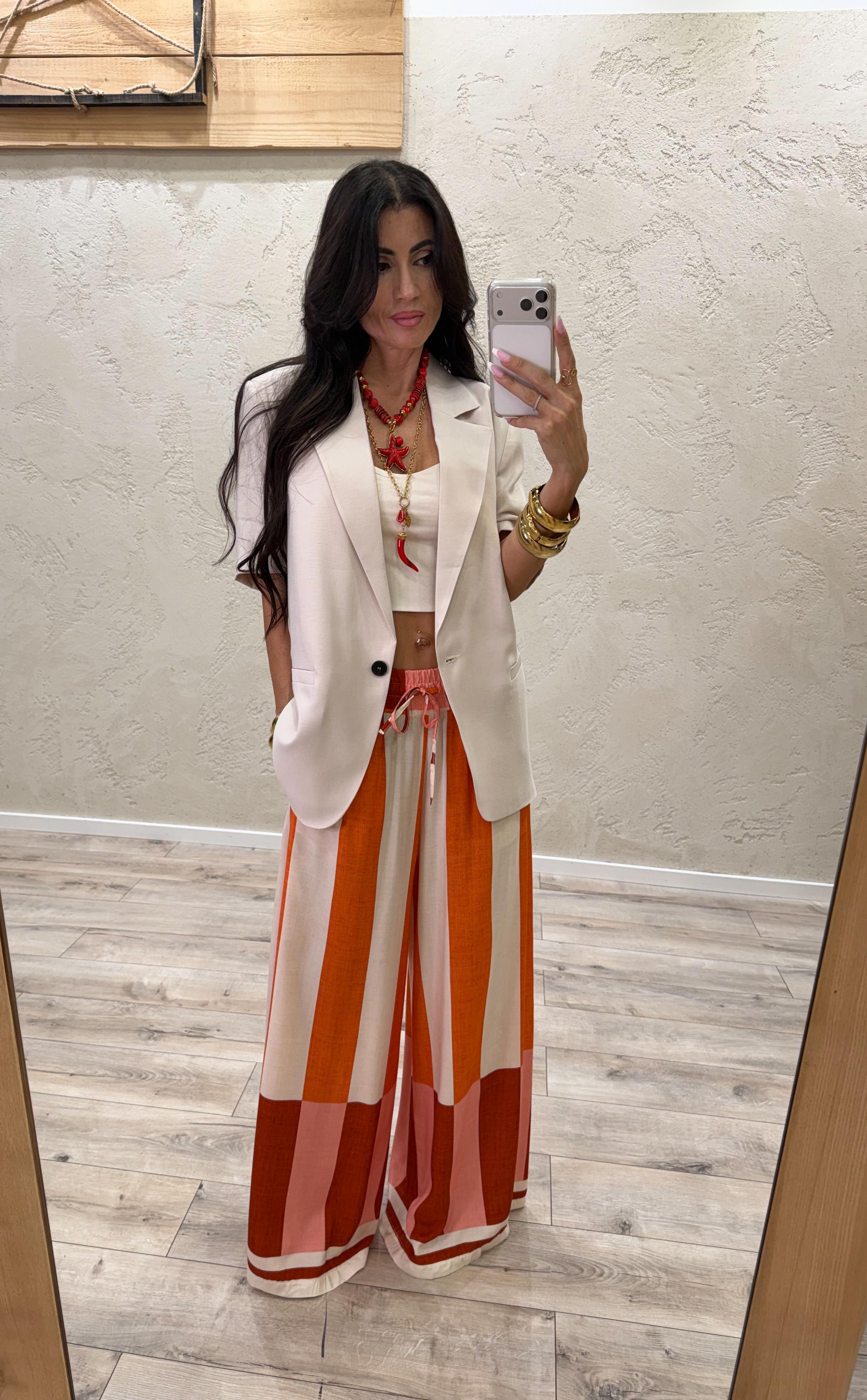 pantalone a palazzo fantasia righe 100% viscosa PMA-Q689 FANTASIA HAVEONE