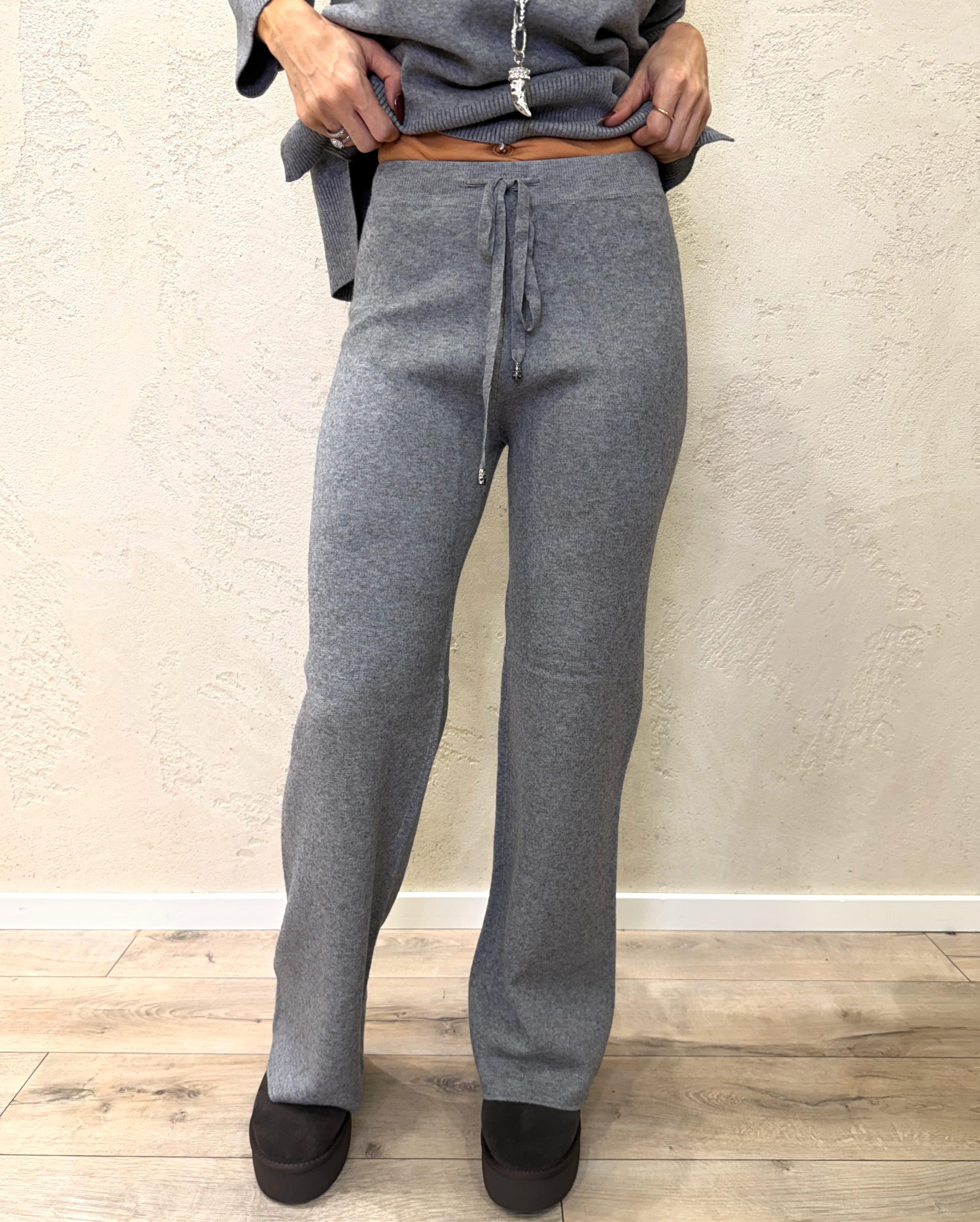 completo in maglia pull con scollo a barchetta e pantalone a gamba larga CMCBAR GRIGIO ELEVI