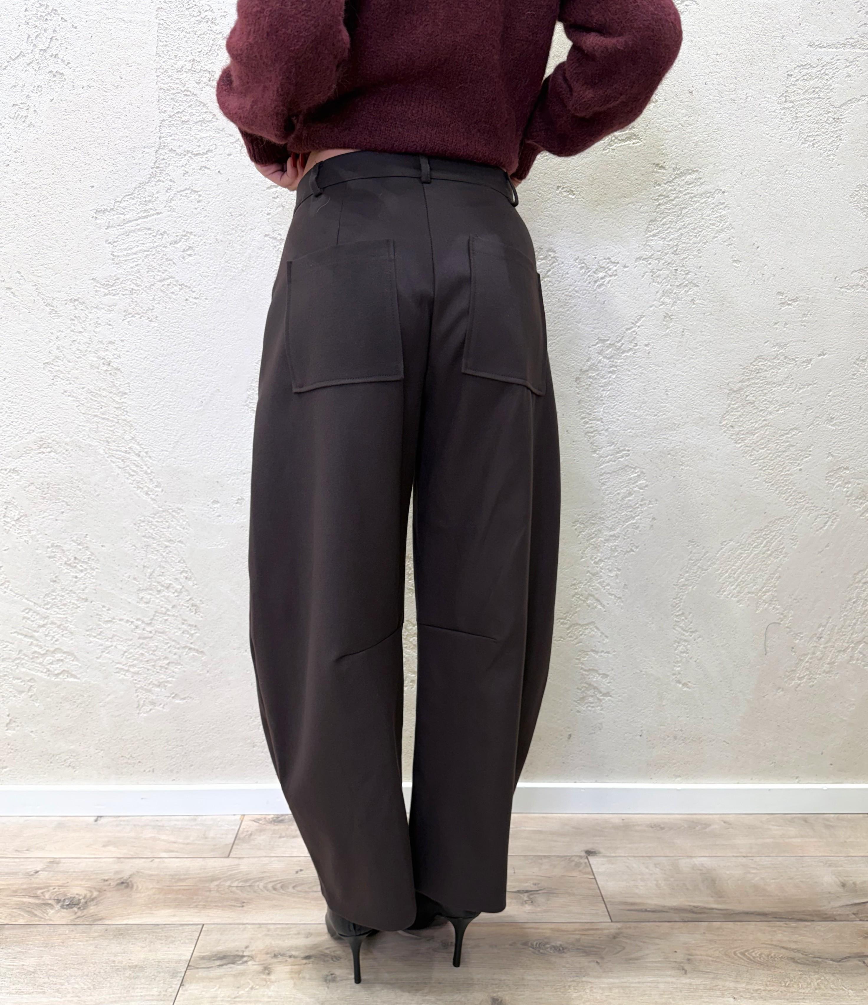 pantalone a ferro di cavallo in calda viscosa TF2239 MORO VICOLO