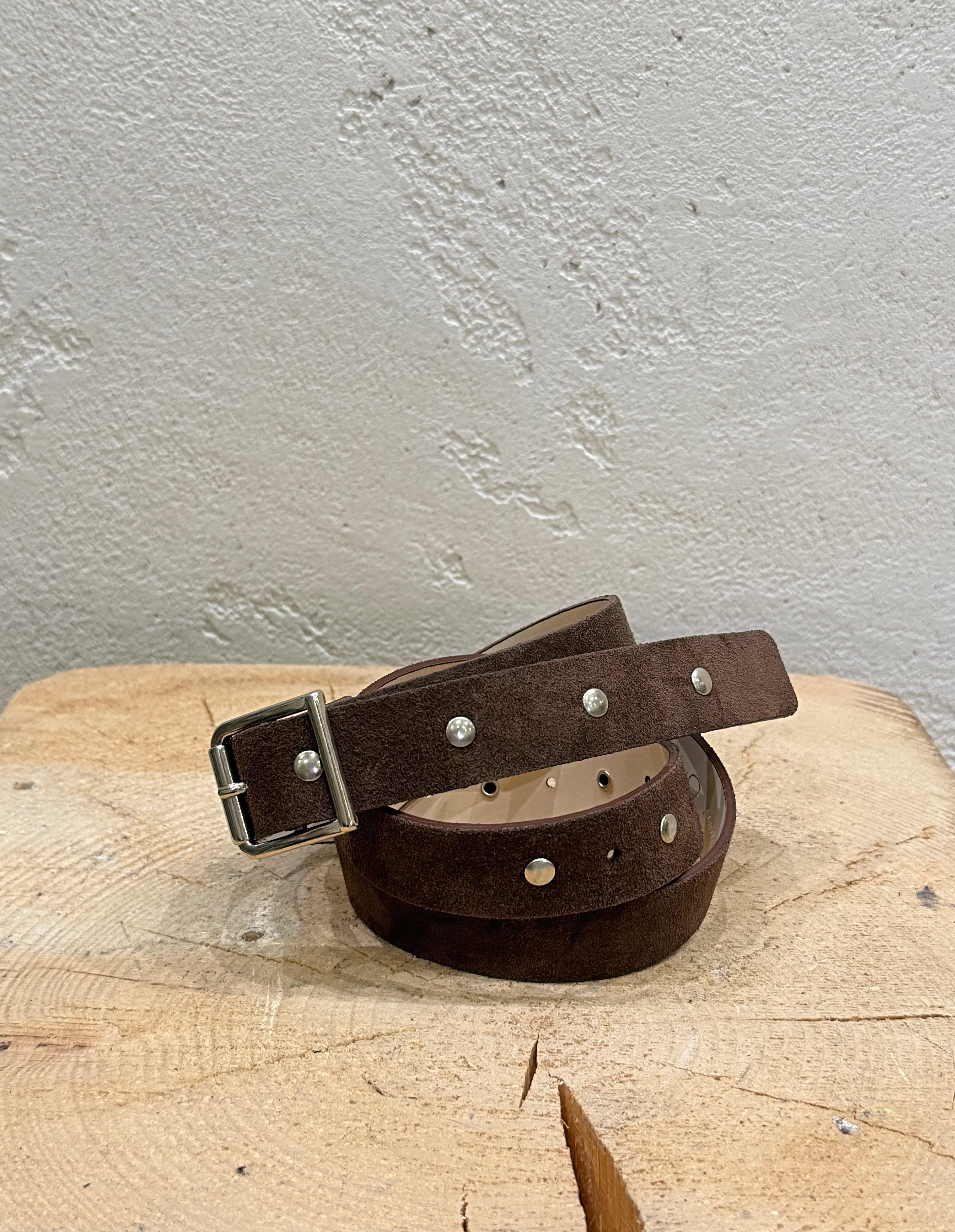 cintura scamosciata in vera pelle con borchette AABB0029 MORO VICOLO