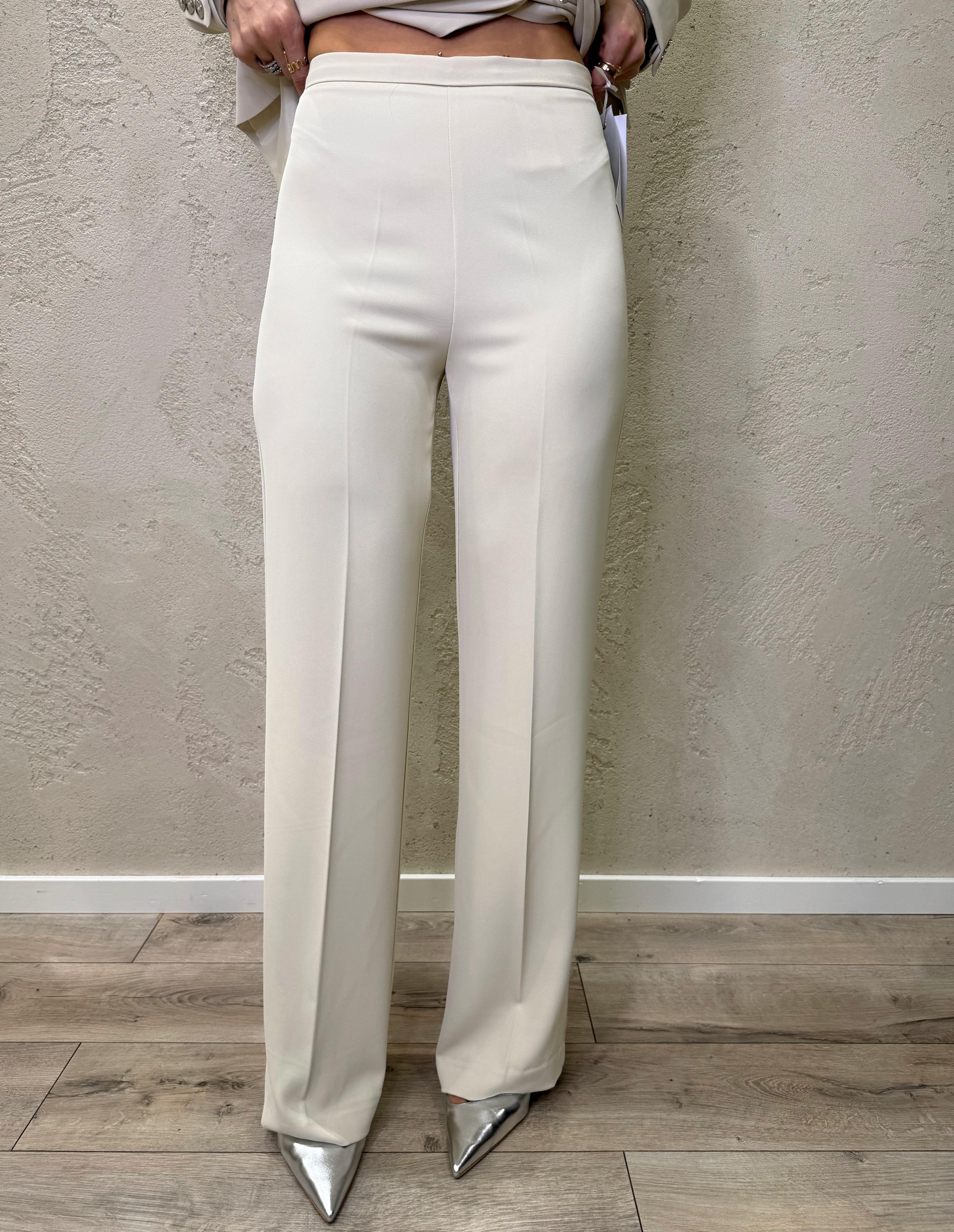 pantalone a palazzo vestibità morbida P9990023V BURRO IMPERIAL