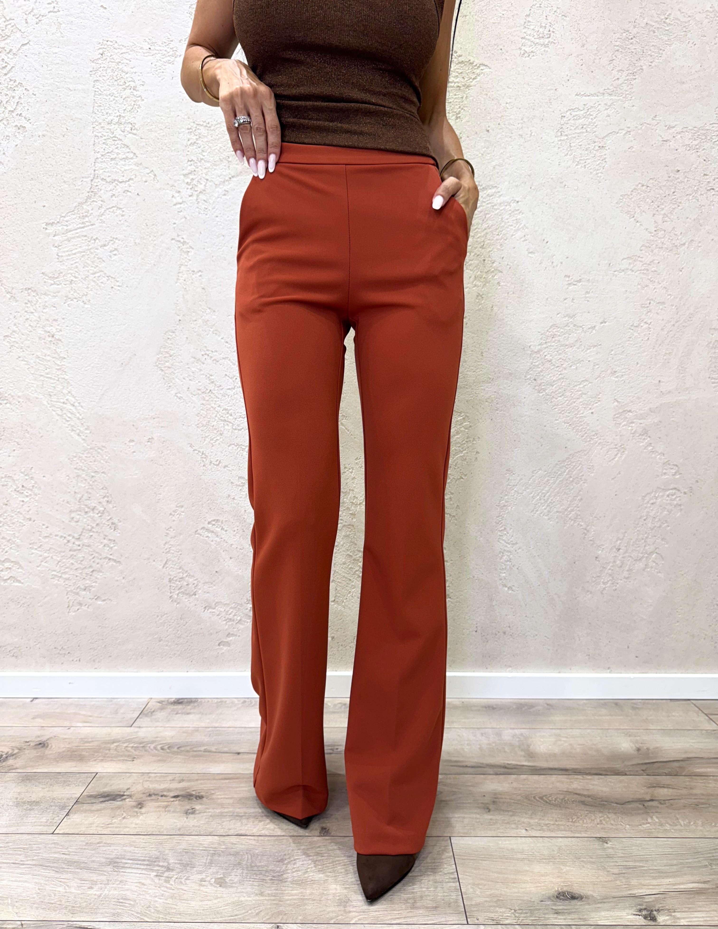 pantalone a zampa in crepe elasticizzato P3E9KAW ZUCCA IMPERIAL
