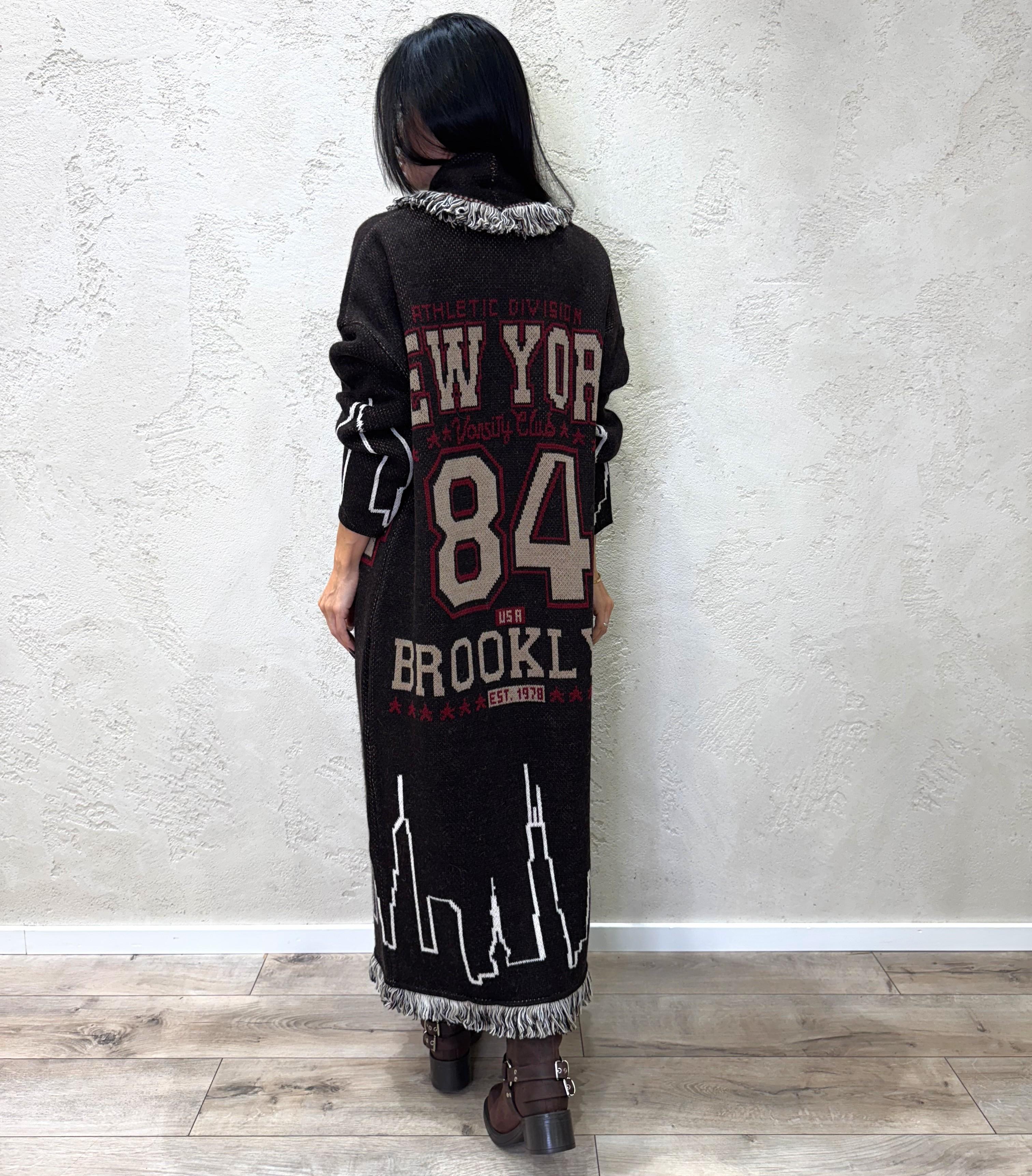 cardigan lungo in misto lana e alpaca sfrangiato W5HMG82A400 MORO MOTEL