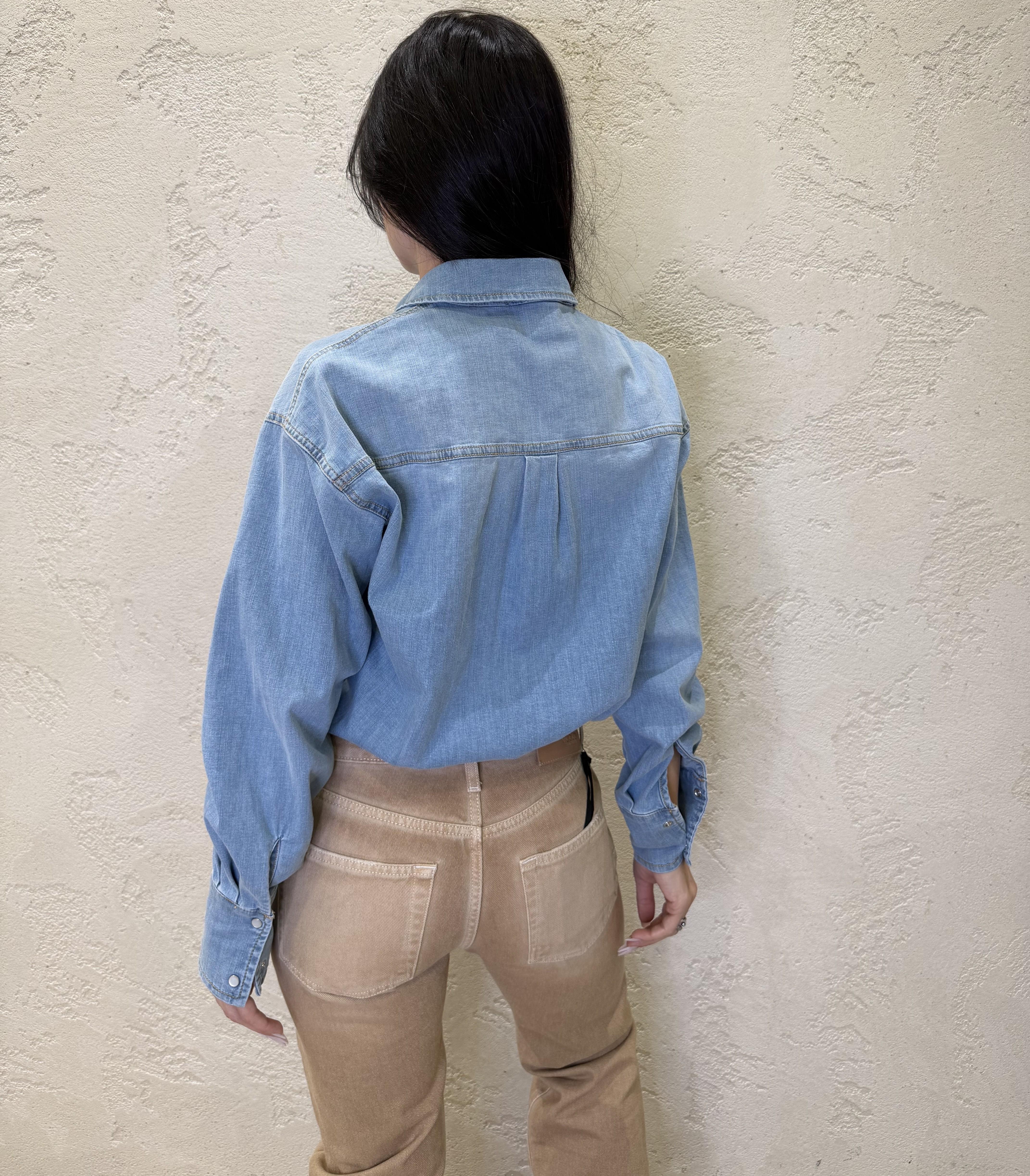 camicia in denim effetto bomber DAB5375 DENIM CHIARO VICOLO