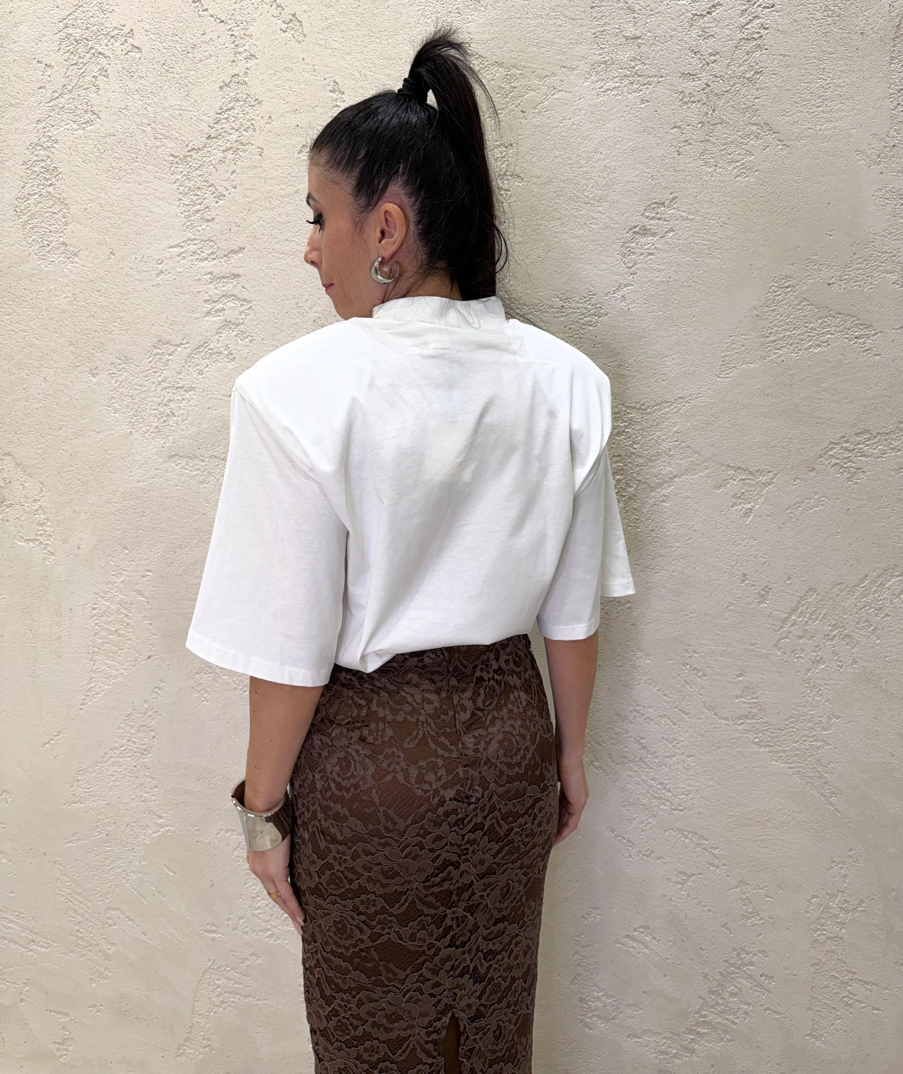 t-shirt leggermente over con spalline imbottite UAB0134 LATTE VICOLO