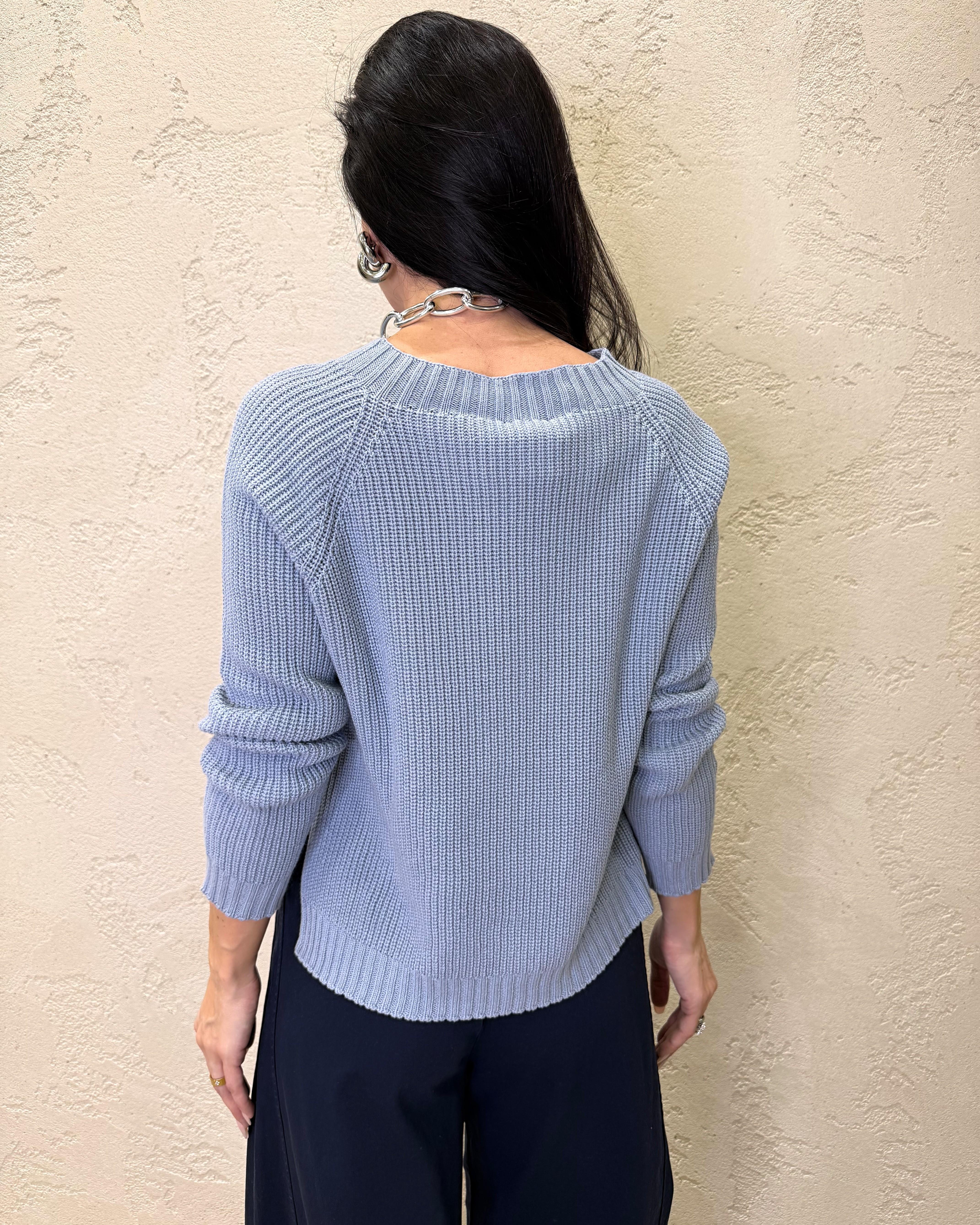 pull in maglia punto pannocchia 61041 CELESTE SUSY MIX