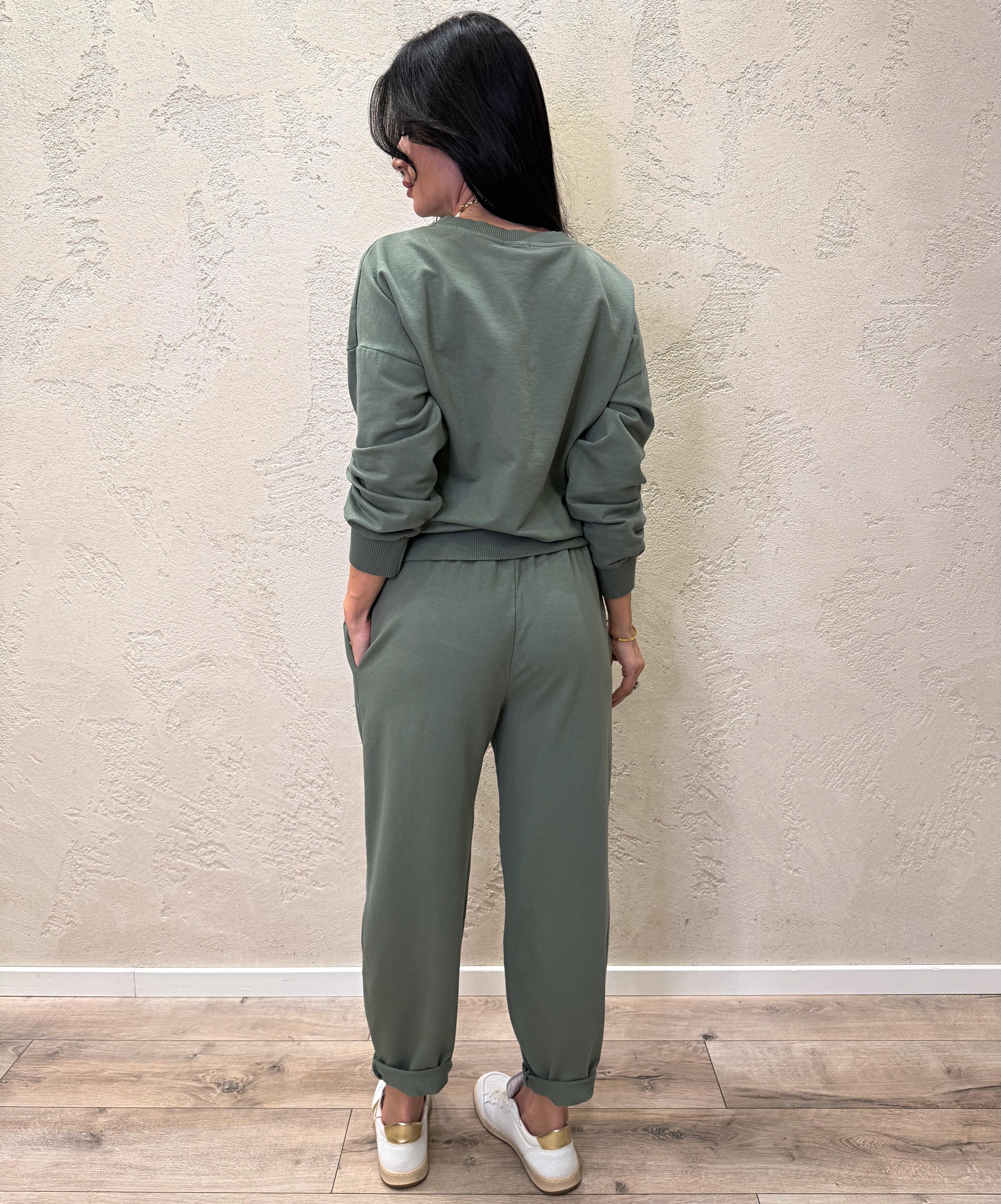 tuta di felpa garzata 26851 VERDE SALVIA SUSY MIX