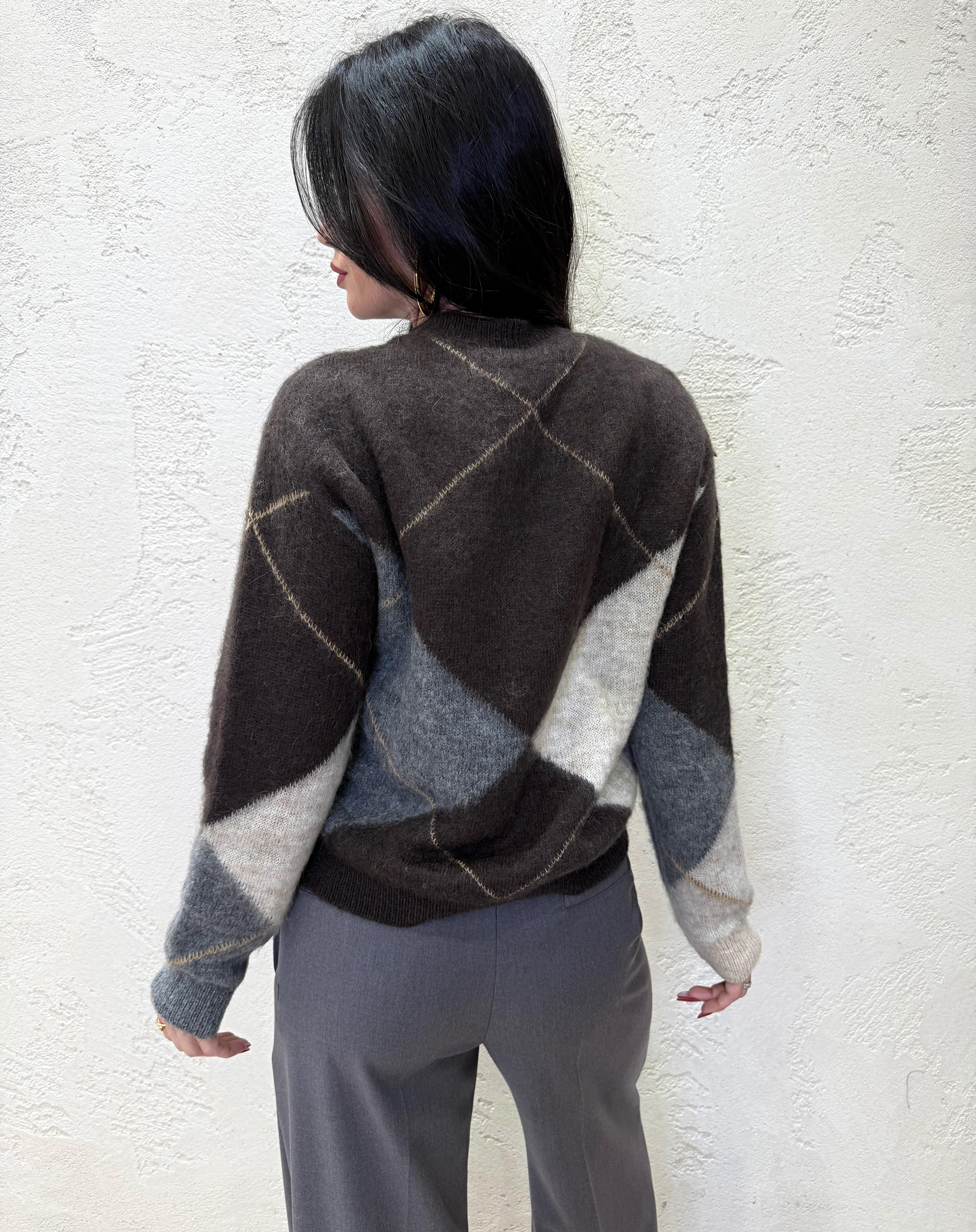 pull misto mohair D82028 MARRONE/GRIGIO TENSIONE IN