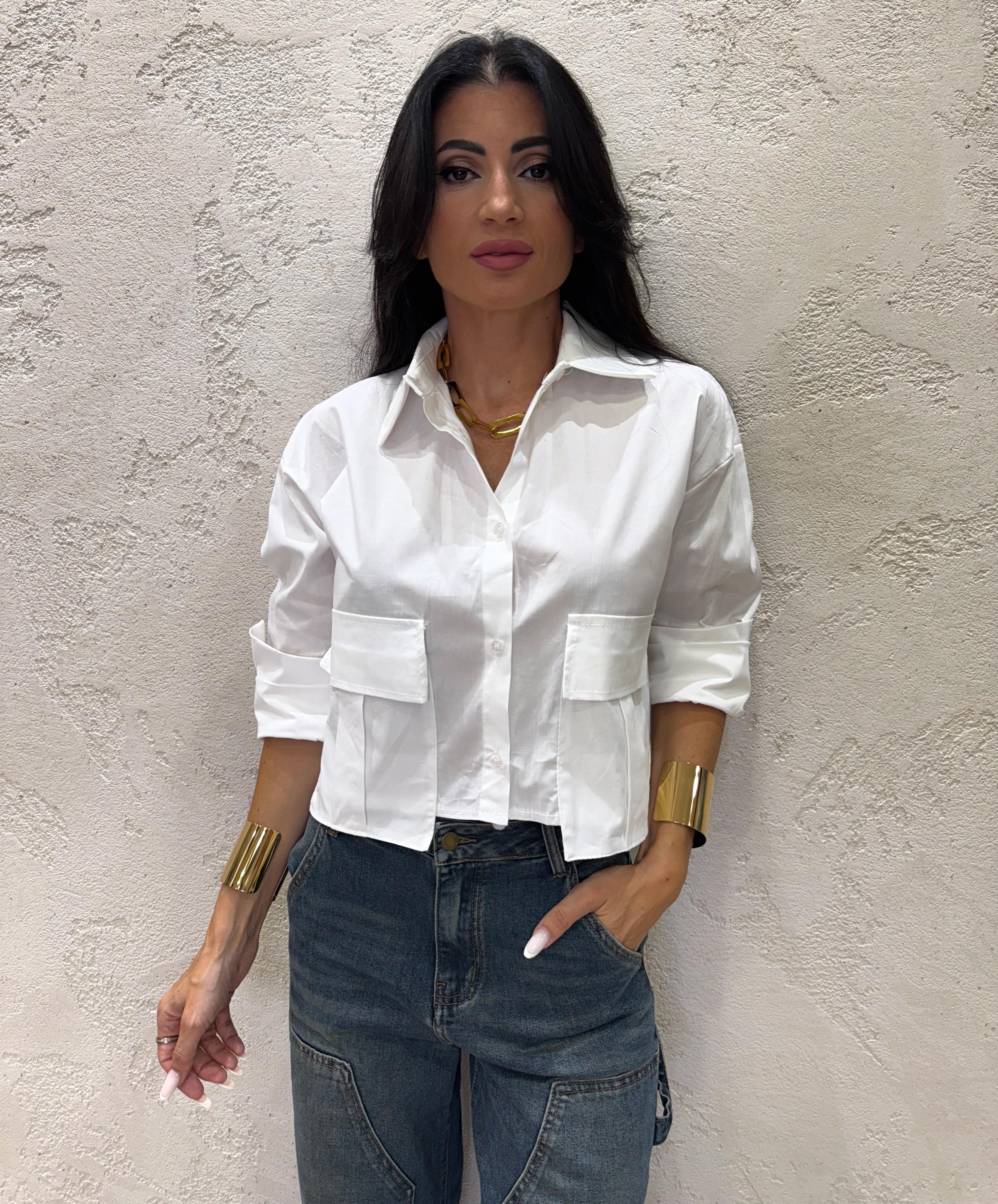 camicia crop con tasche CAMICROP BIANCO ELEVI