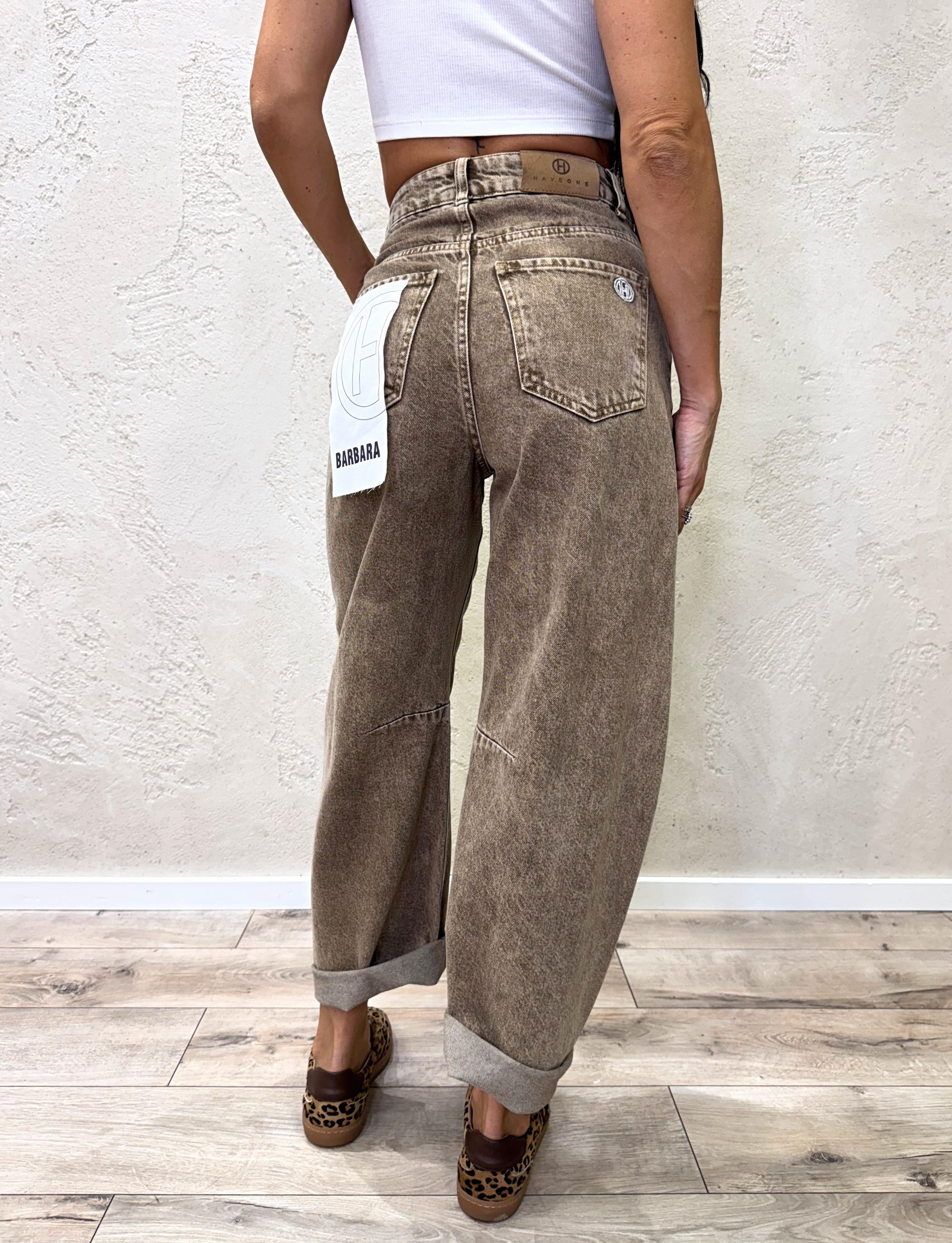 jeans modello barbara a ferro di cavallo PFA-P050 SABBIA HAVEONE