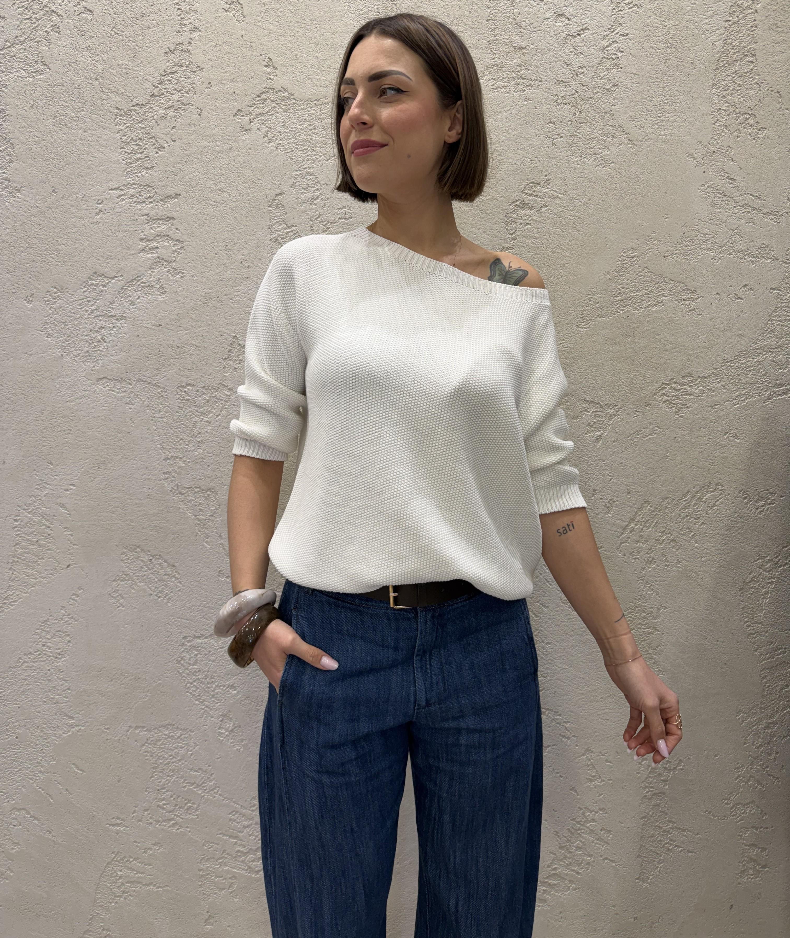 pull spalla scesa a punto riso 61044 AVORIO SUSY MIX