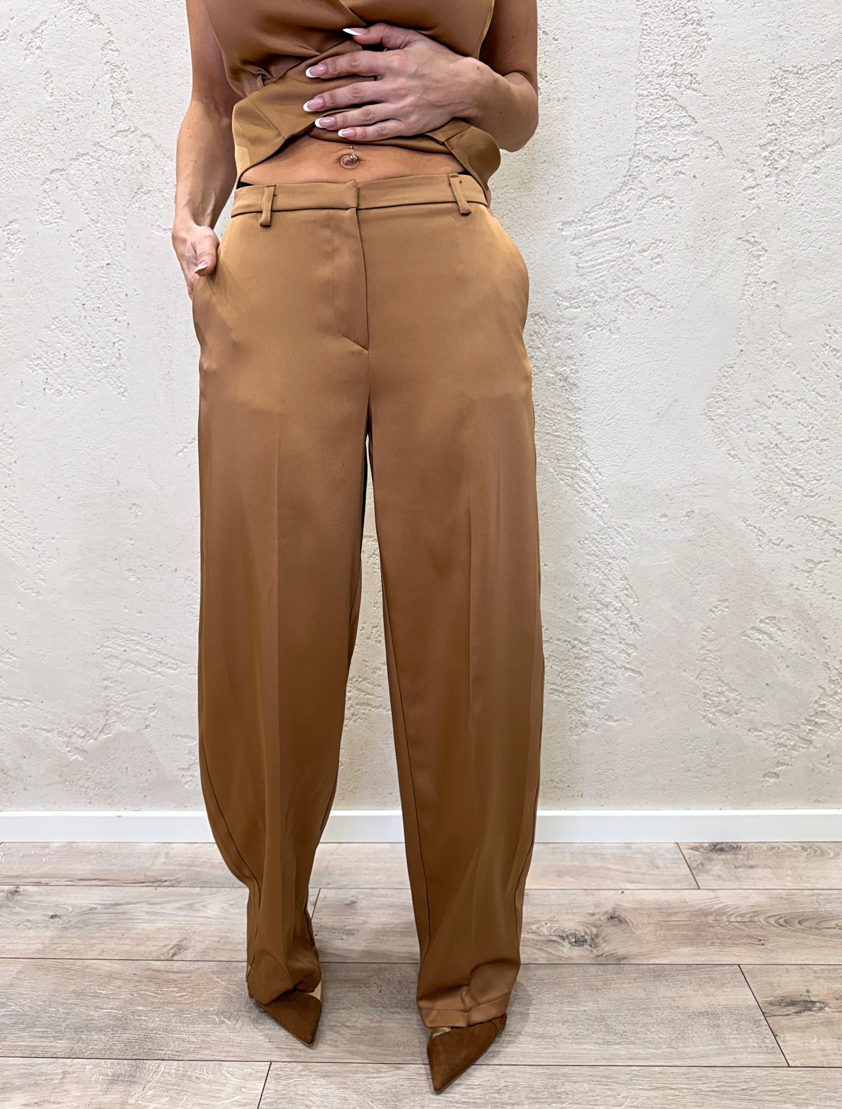 pantalone in raso a ferro di cavallo PES4JJJ TABACCO IMPERIAL