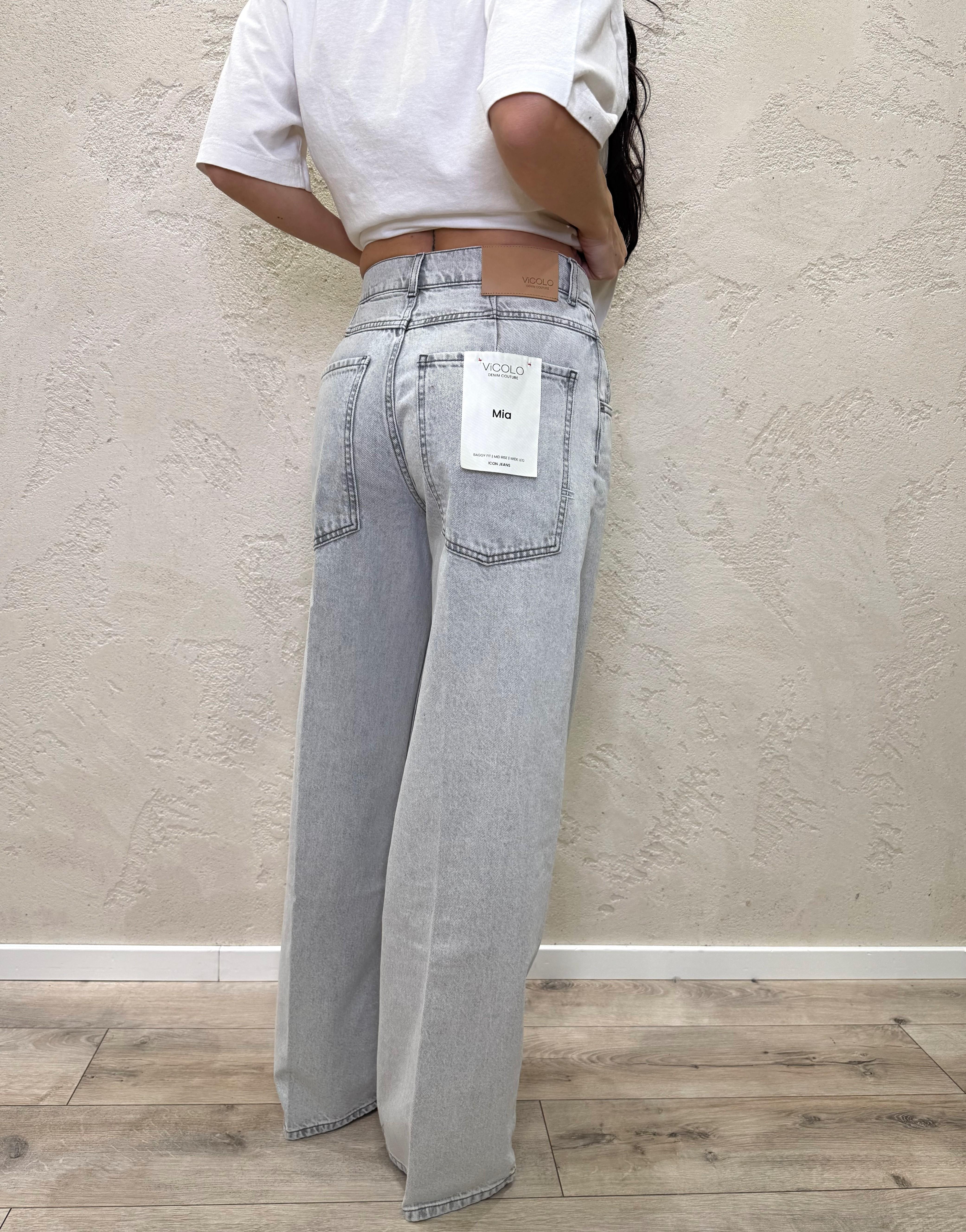jeans modello mia a gamba larga DAB5139 GRIGIO VICOLO