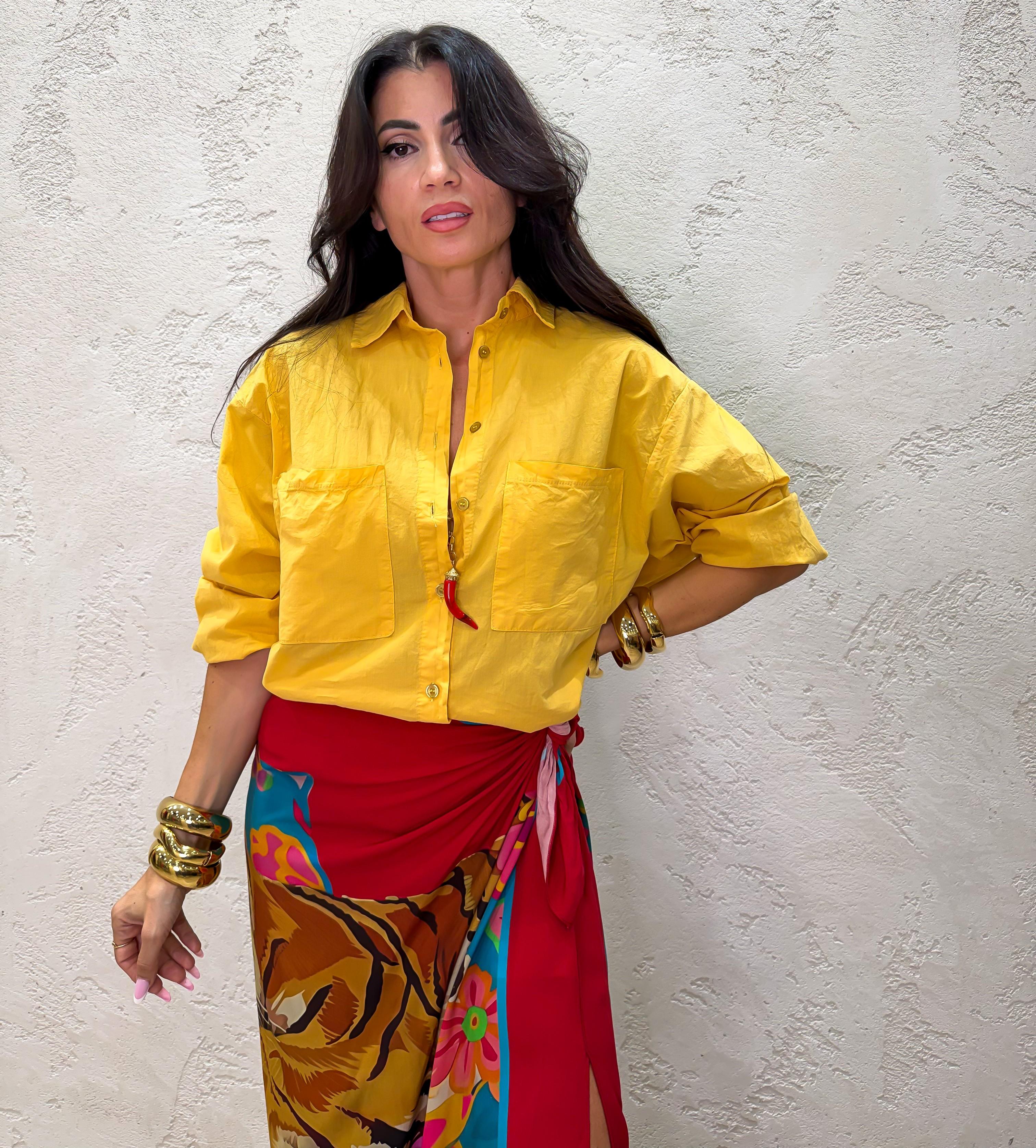 camicia borbida in cotone CFW-Q408 SENAPE HAVEONE