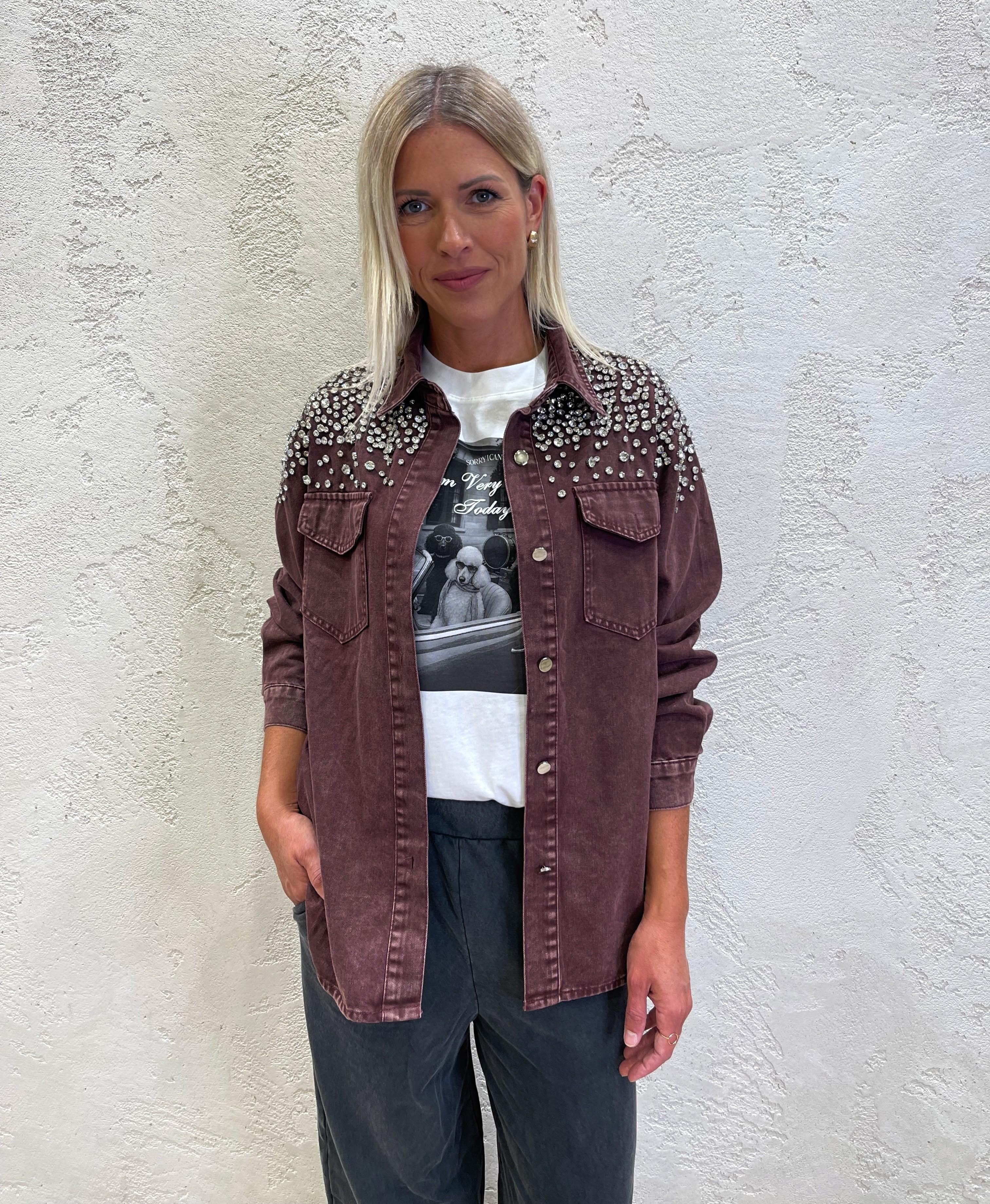 camicia in jeans con strass MF2508 VINO SUSY MIX