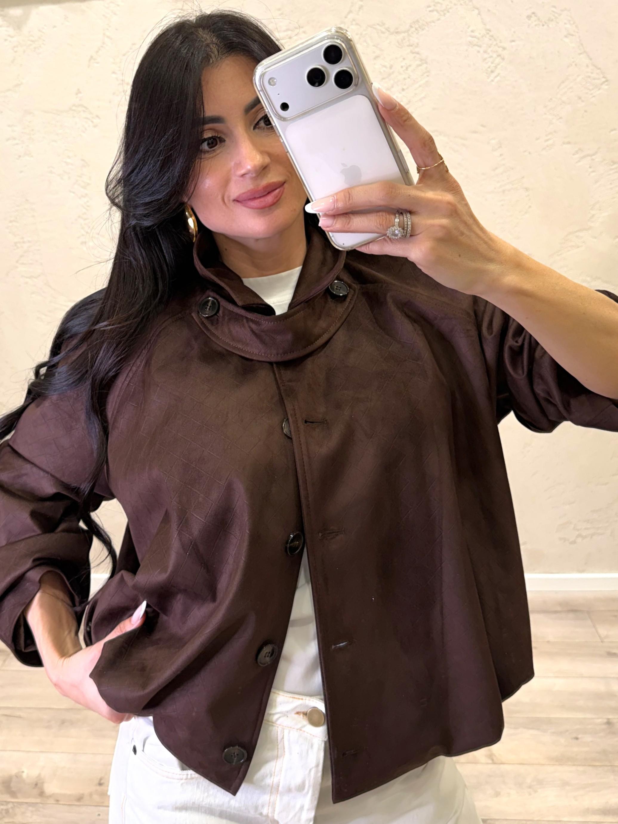 bomber in suede effetto intrecciato 26B4164 MORO TENSIONE IN