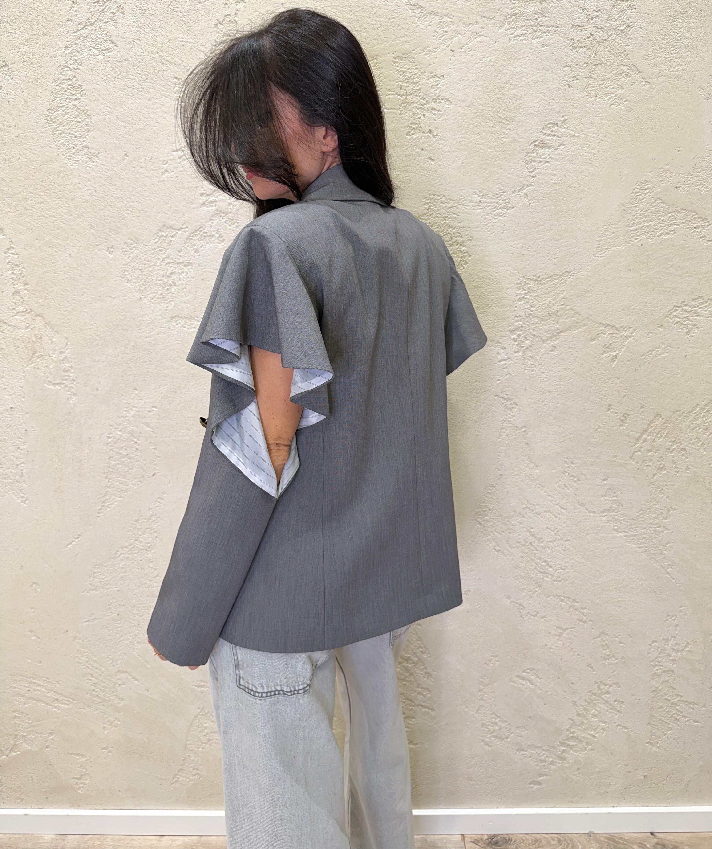 blazer doppio petto con spalle scoperte e rouge TAB0627 GRIGIO VICOLO