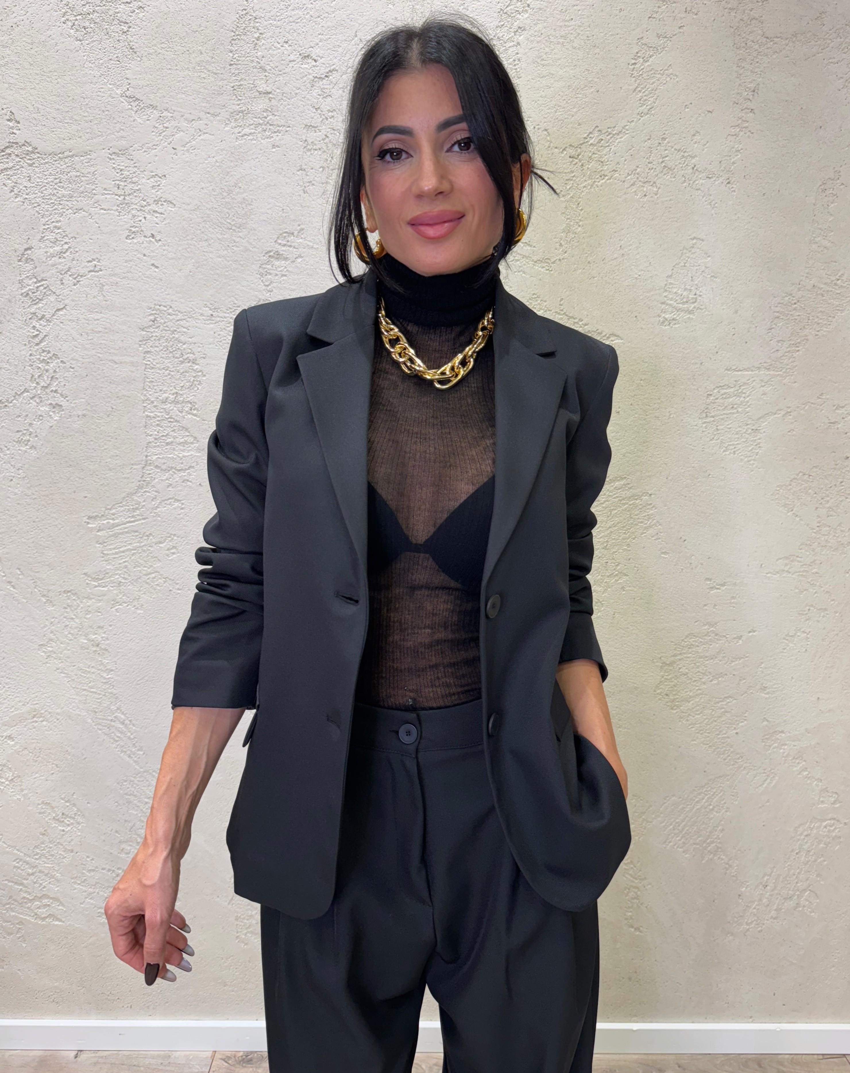 blazer basico con doppio bottone TF1519 NERO VICOLO