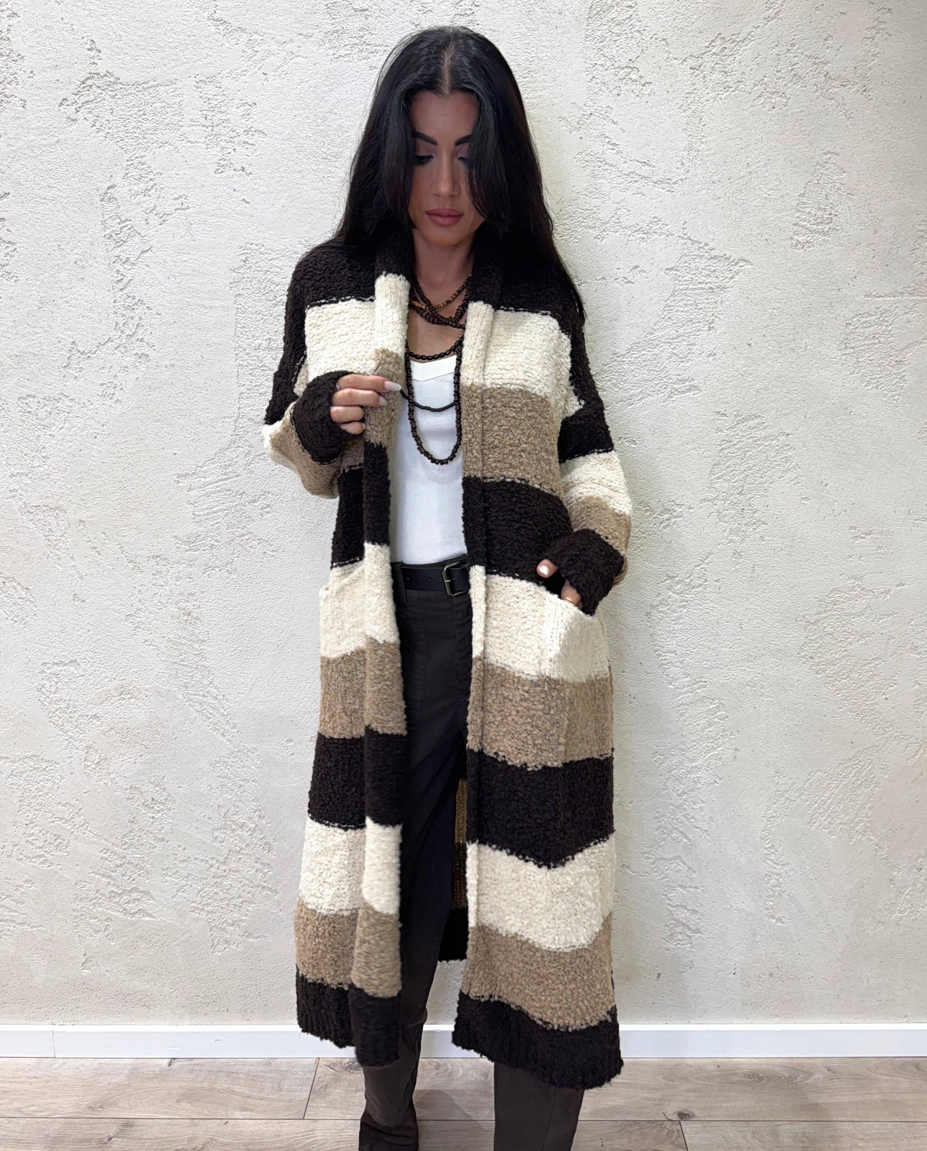 cardigan lungo misto lana e alpaca 3VV06 MORO SUSY MIX