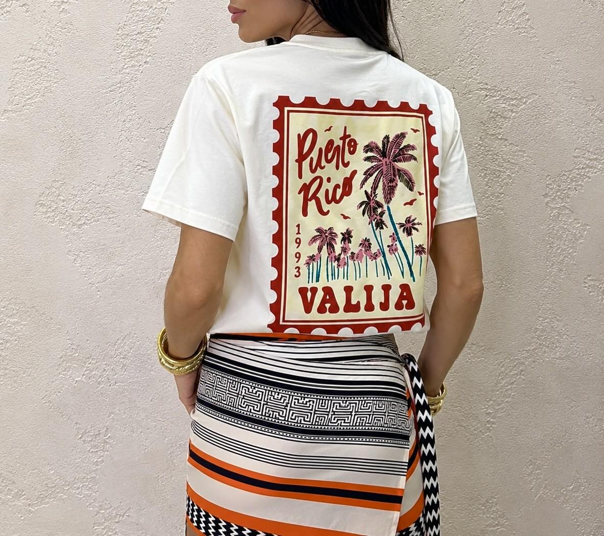 t-shirt over stampa francobollo puerto rico TDY-Q231 LATTE HAVEONE