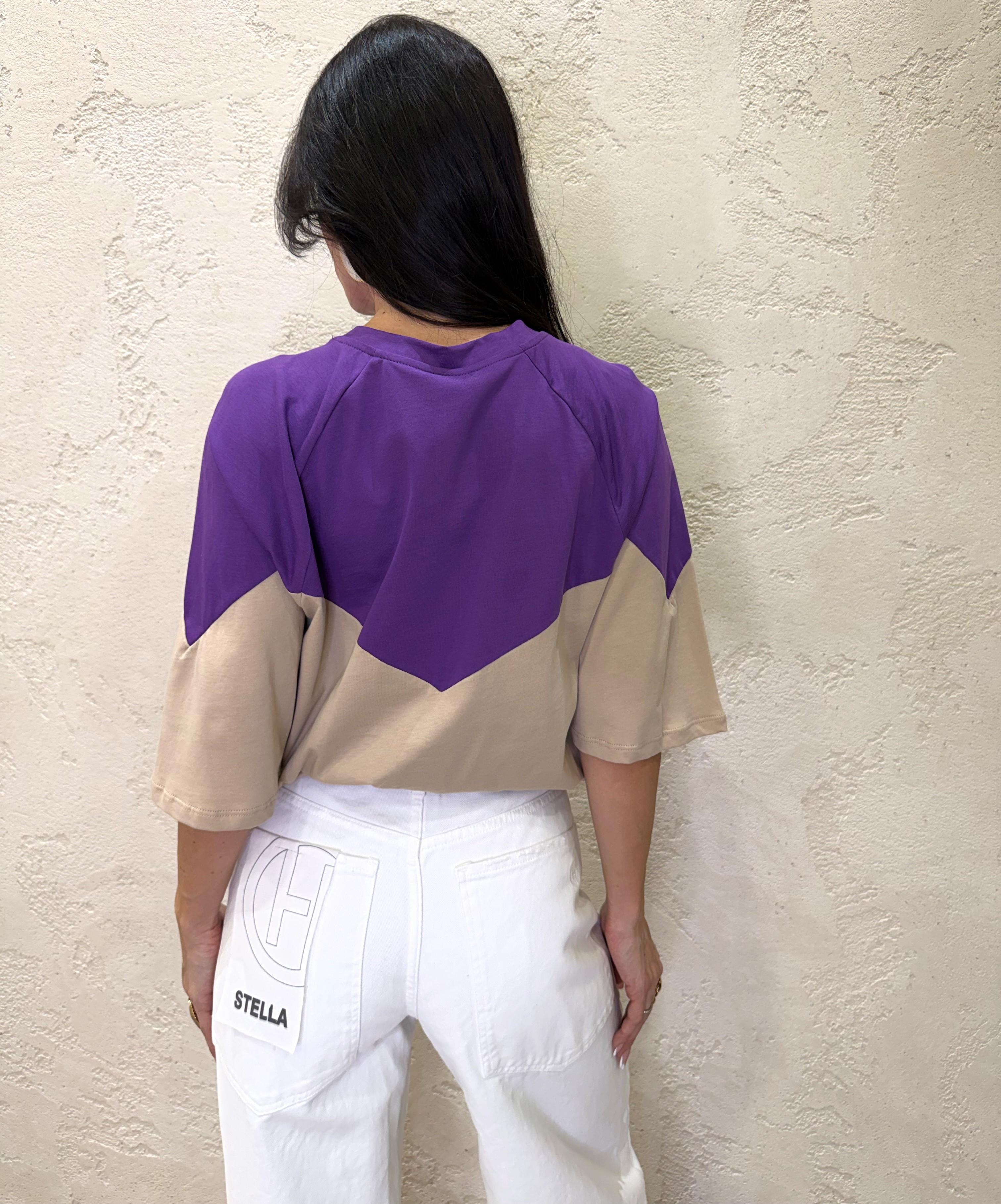 t-shirt doppio colore 3907 VIOLA/TABACCO TENSIONE IN