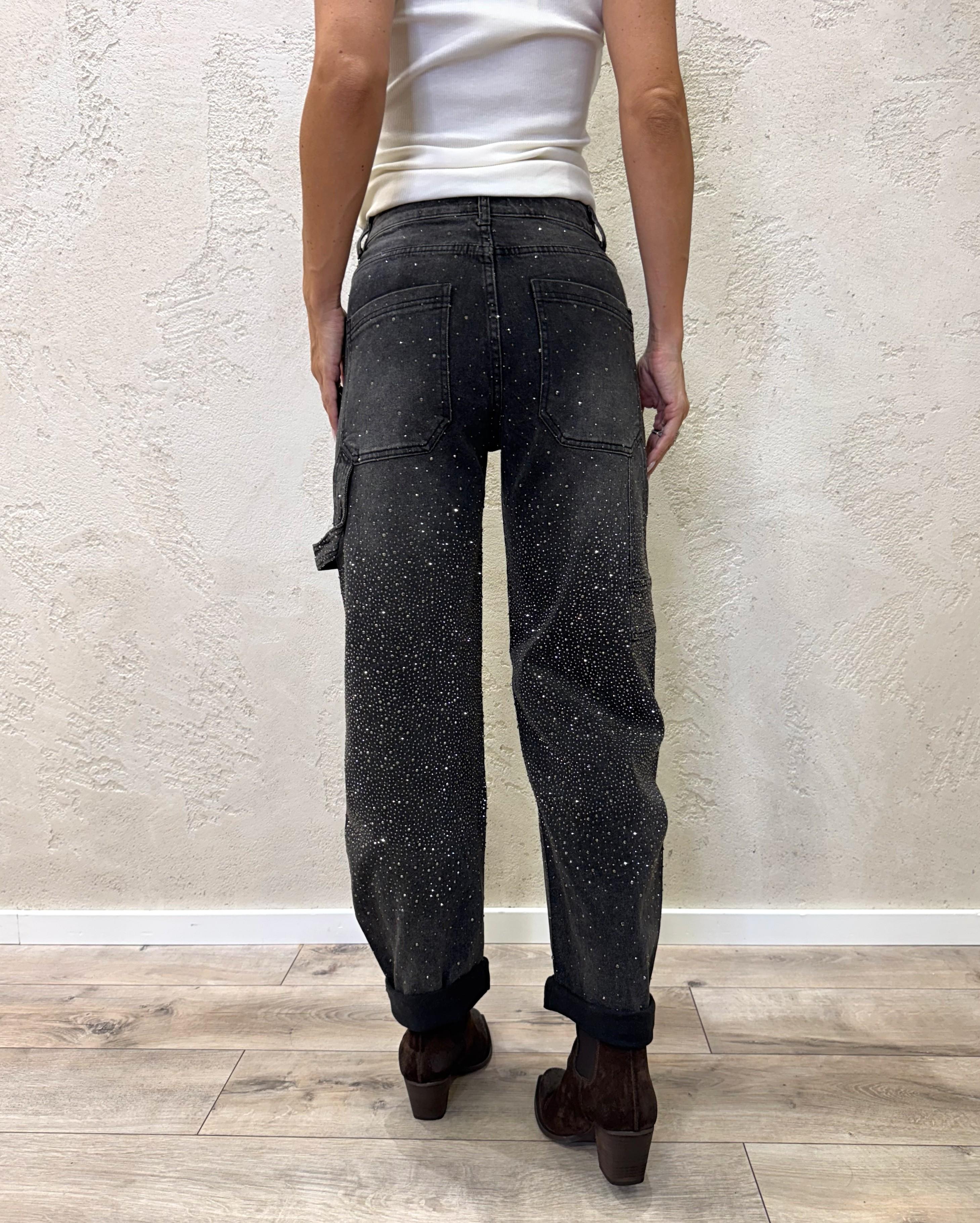 jeans baloon fit modello work con strass JNWORKSTRASS NERO ELEVI