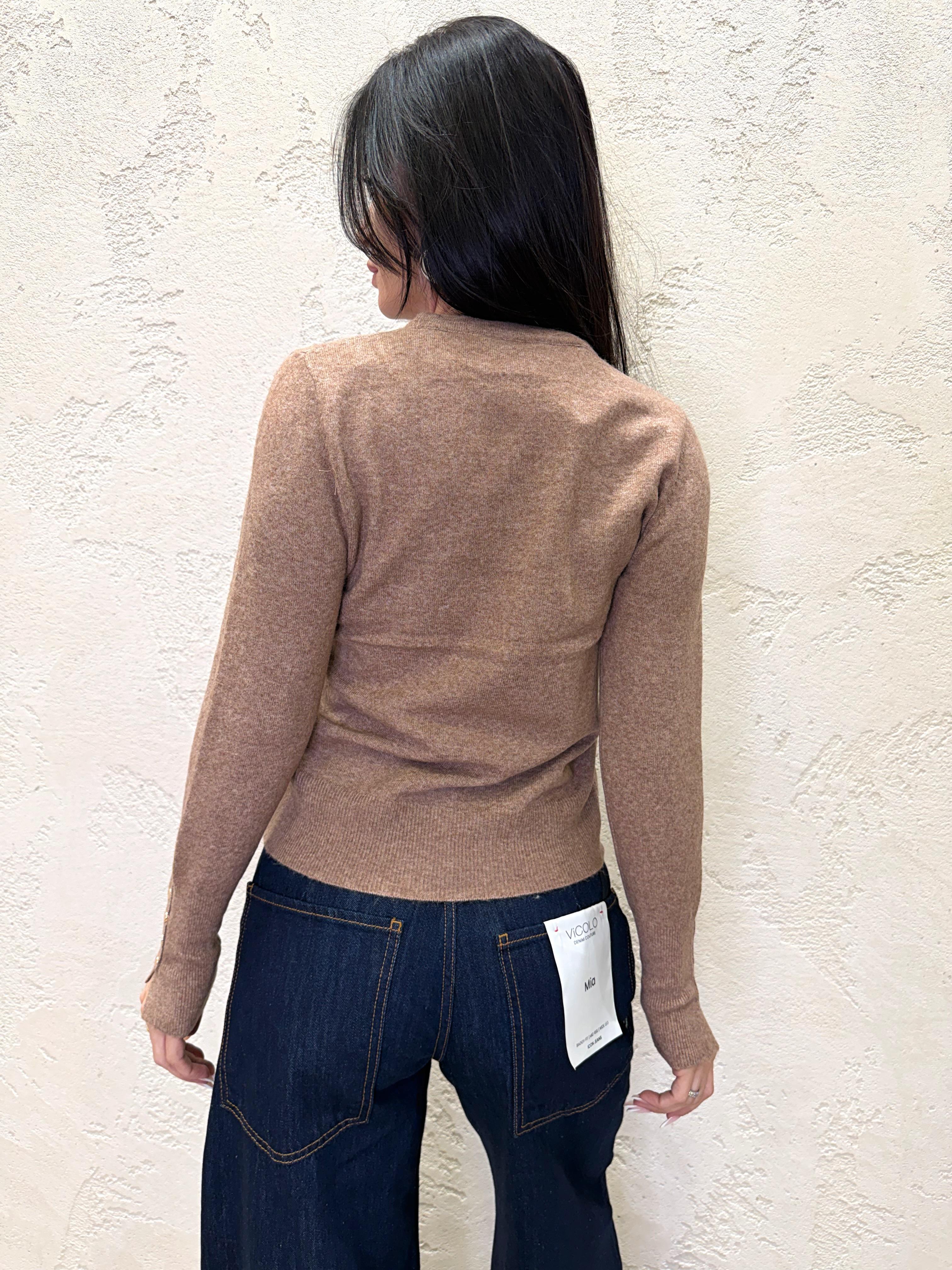 maglia basica misto lana con bottoncini su polso MAGCB DESERTO ELEVI