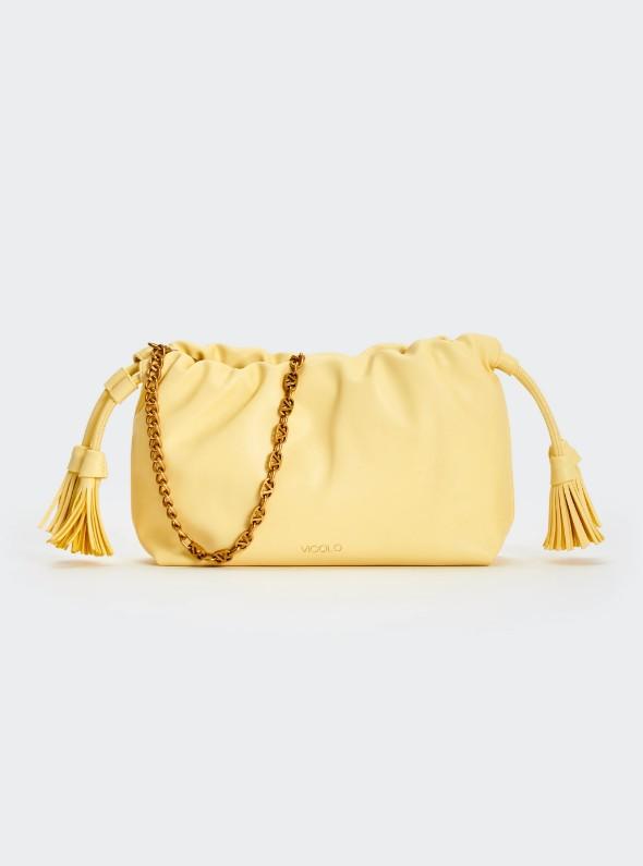 borsa tassel piccola in ecopelle XAB0035 GIALLO VICOLO