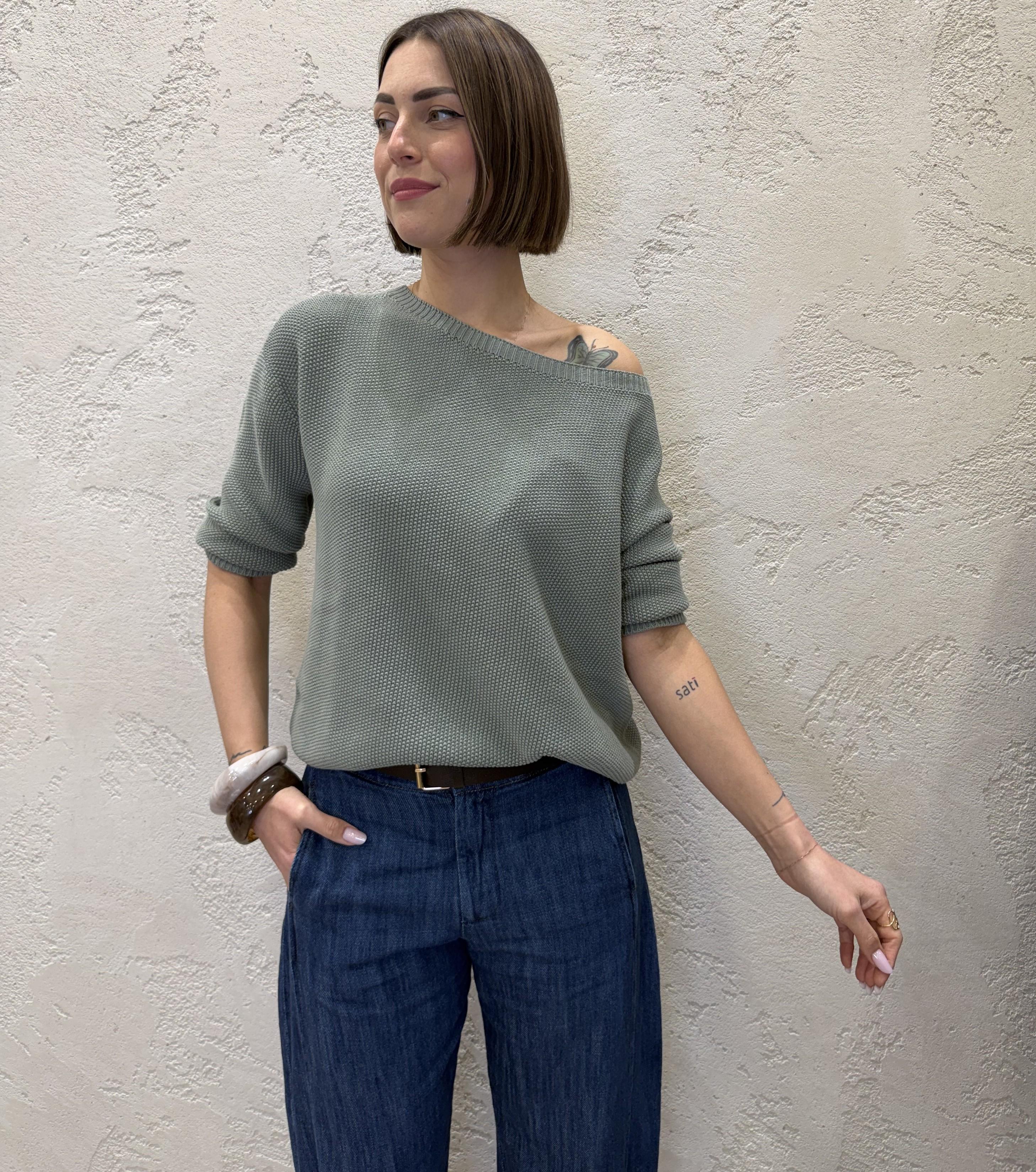 pull spalla scesa a punto riso 61044 VERDE MILITARE SUSY MIX