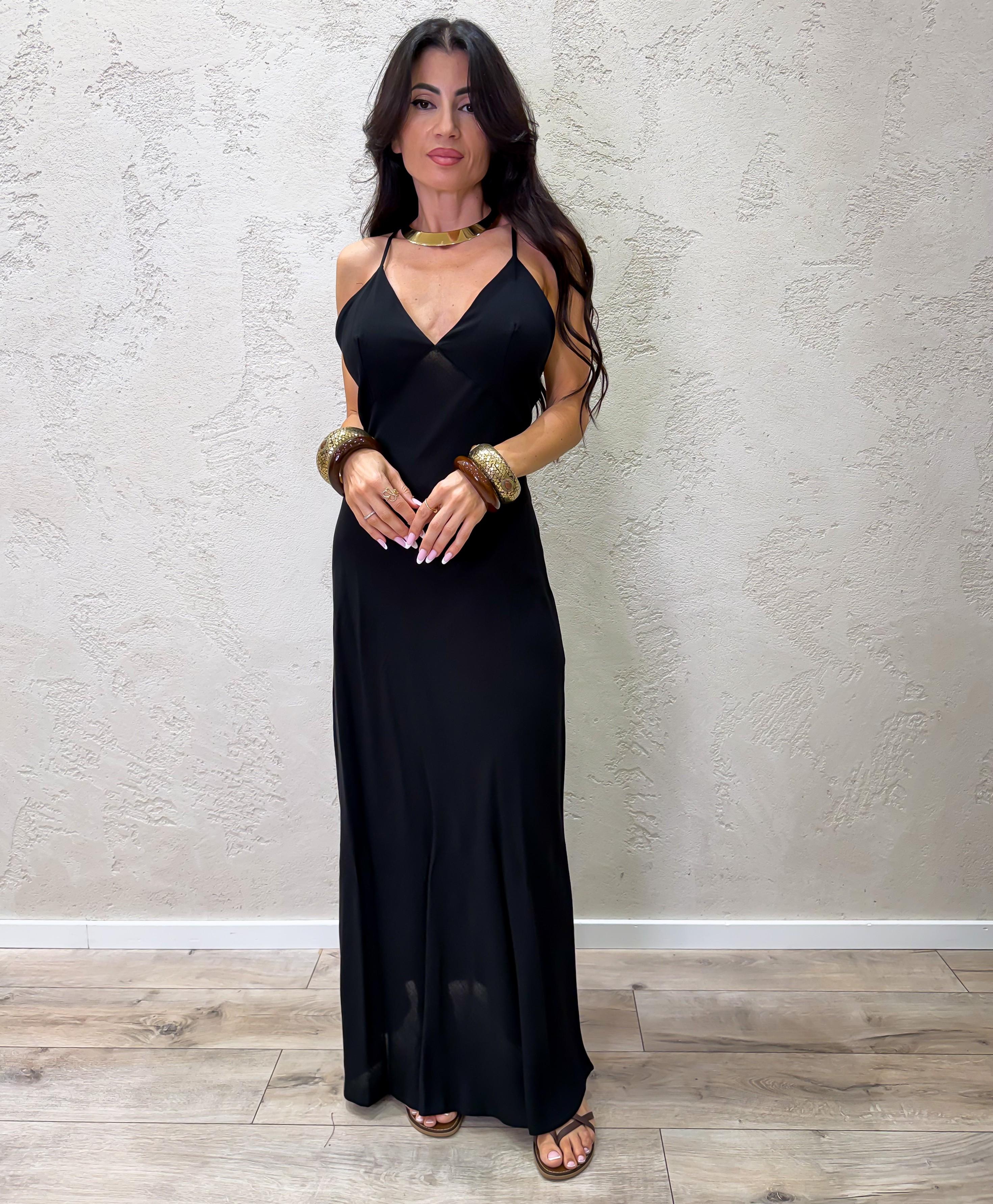 abito lungo in viscosa con accessorio V12610B672 NRO SUSY MIX