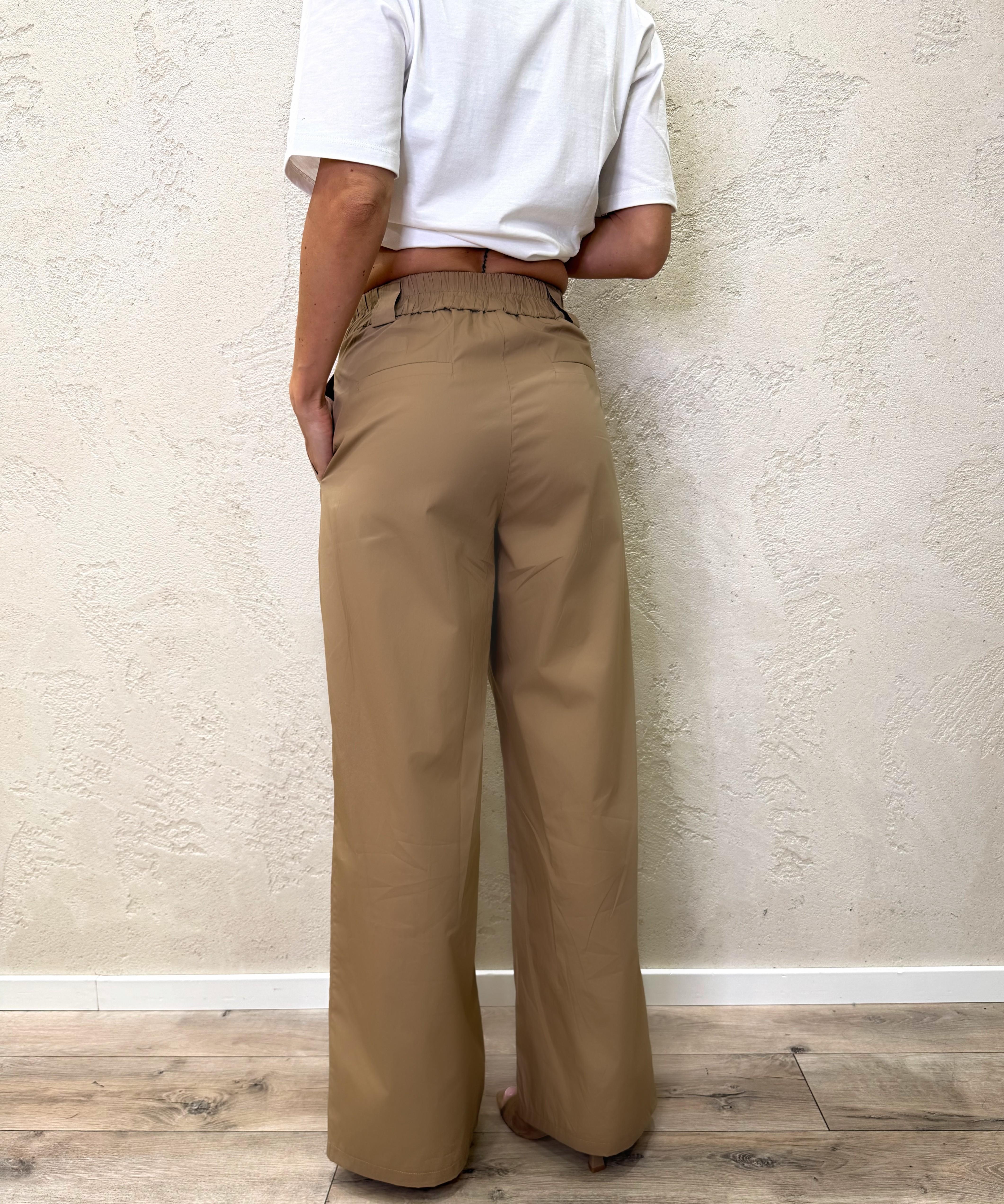 pantalone a gamba dritta in 100% cotone 26P4934 COGNAC TENSIONE IN