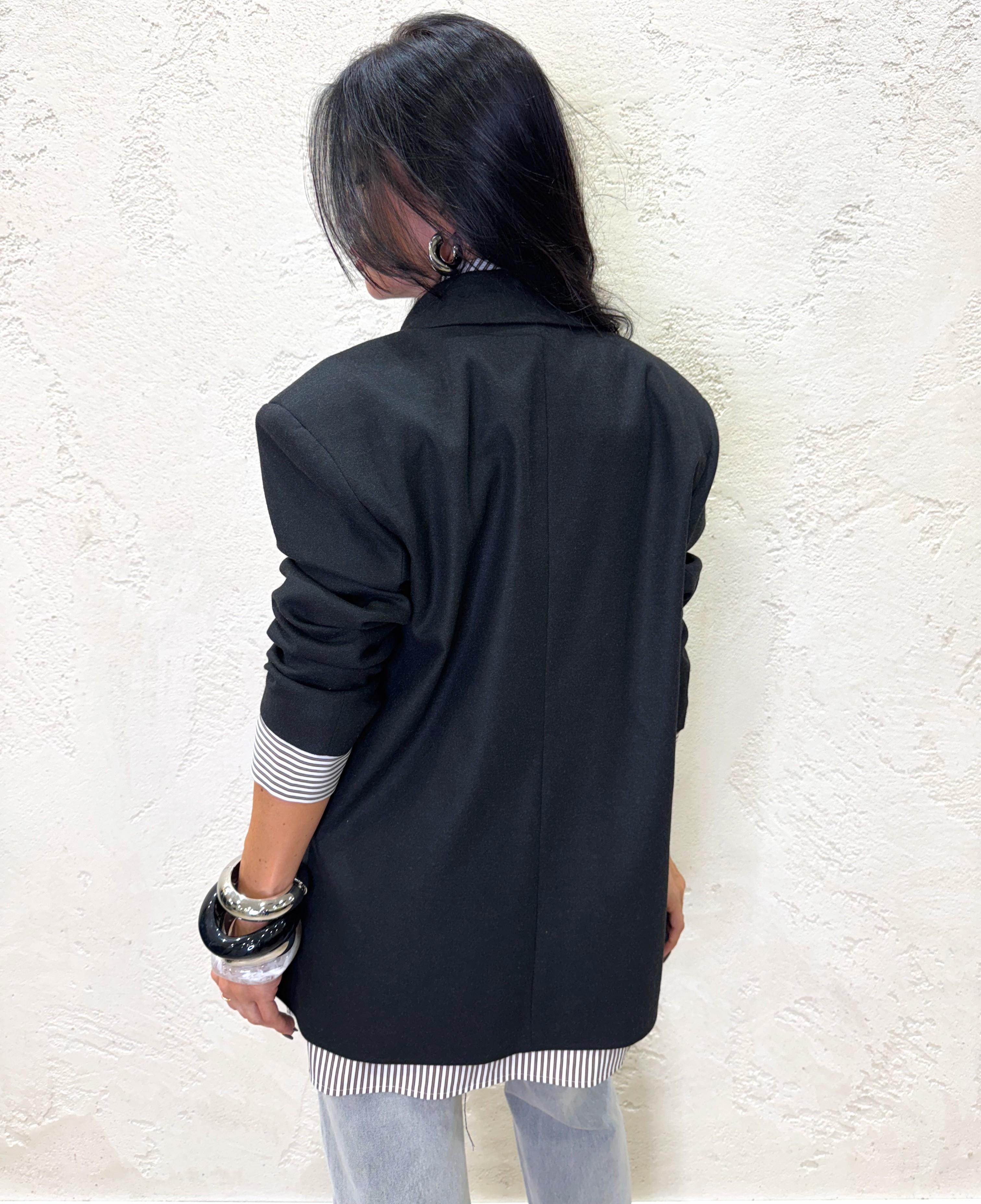 blazer over con inserti in camicia e cravatta in dotazione 26B971 ANTRACITE MOTEL