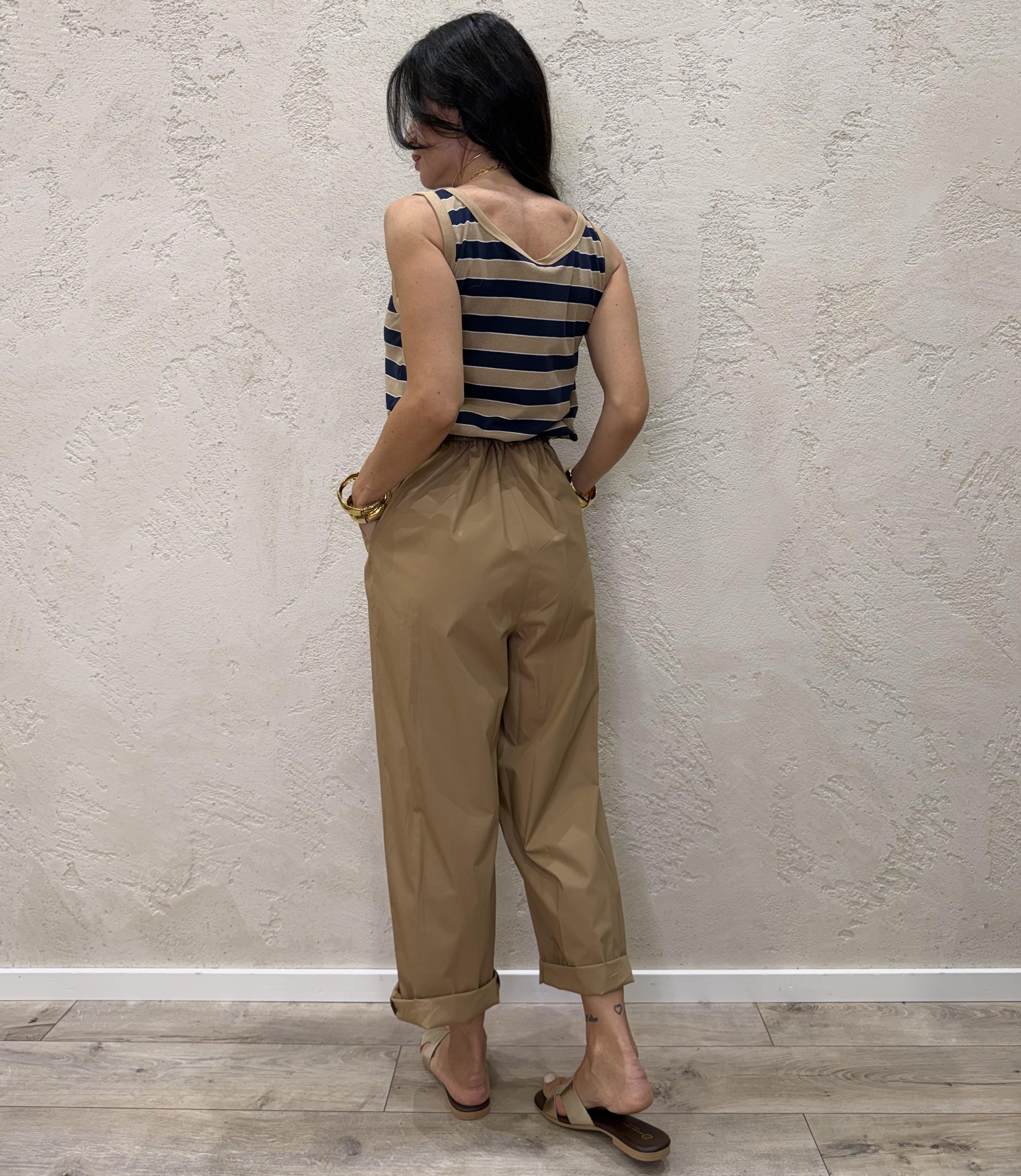jumpsuit "miu" doppio tessuto a righe 26H5308 BLU/TABACCO TENSIONE IN