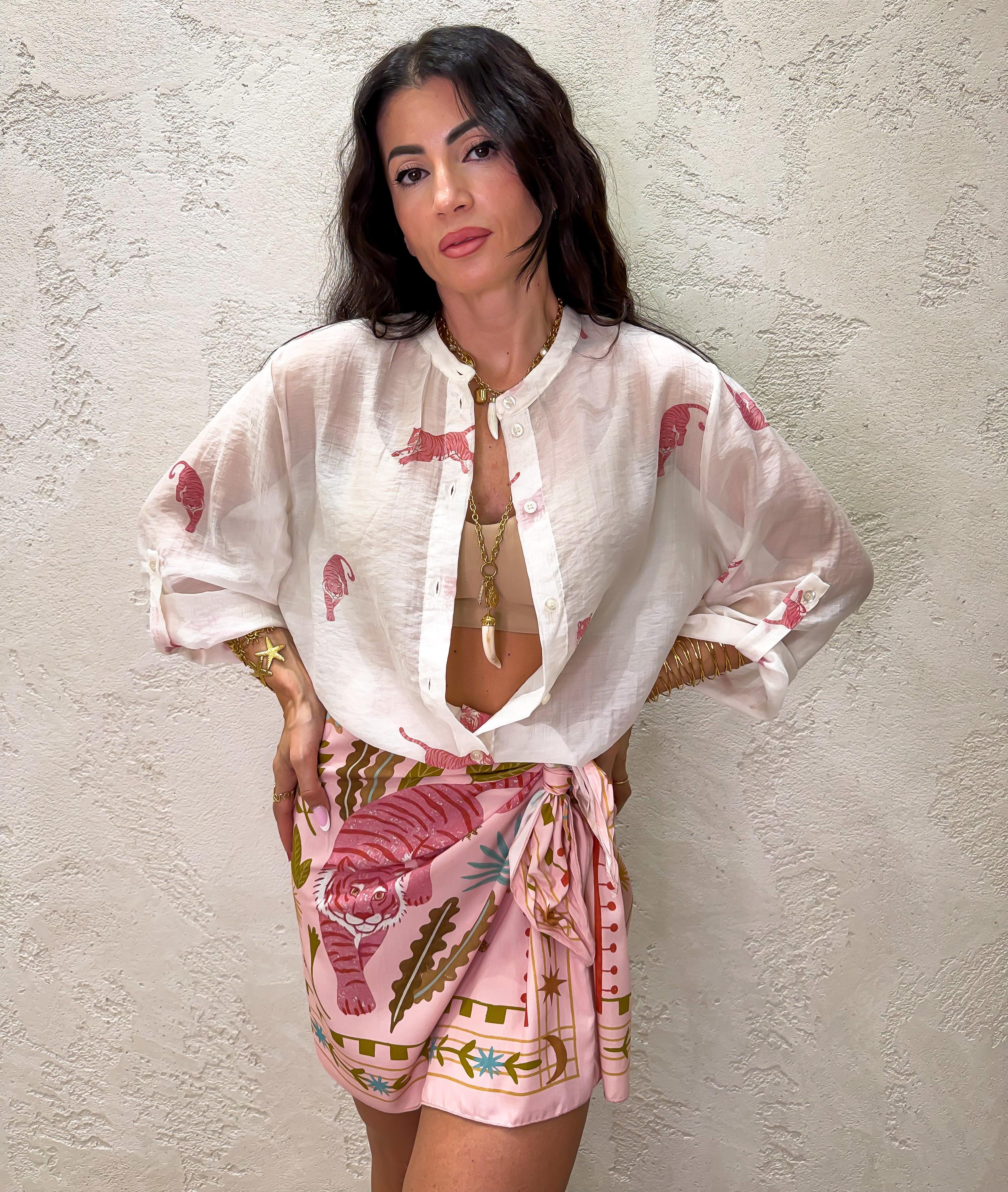 camicia "tigre" in lyocell CVS-Q469 BURRO HAVEONE
