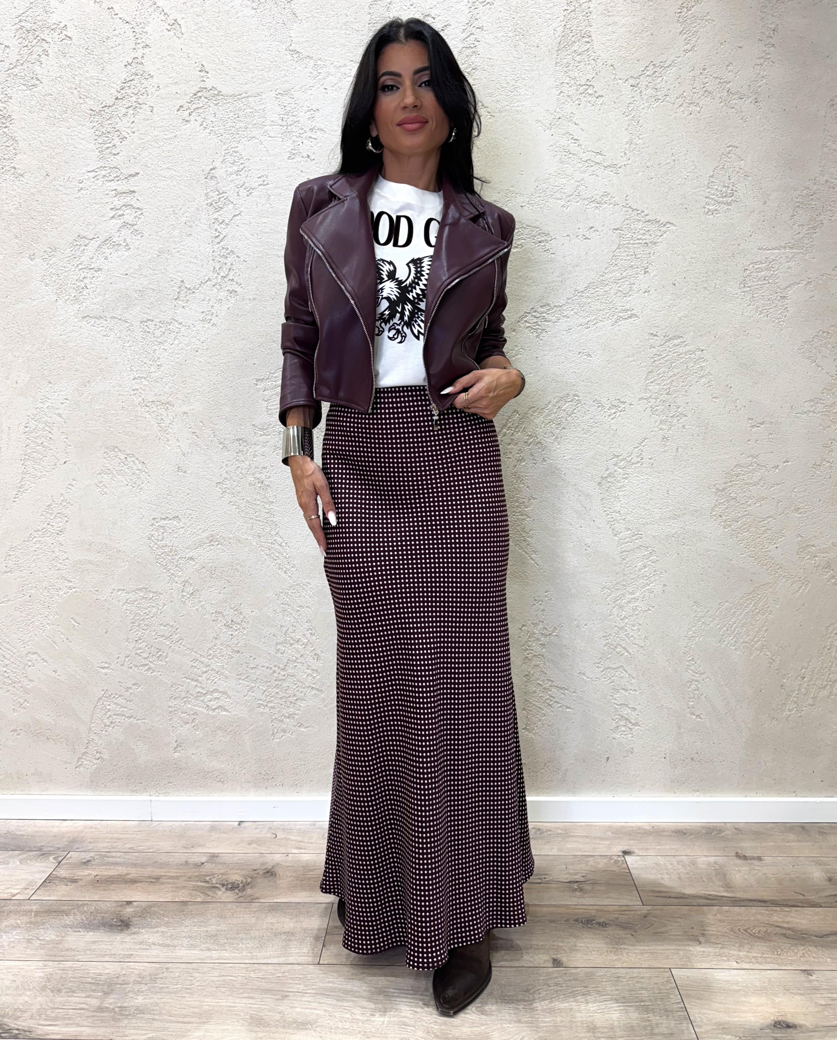 chiodo in ecopelle PP241T10 VINO SUSY MIX