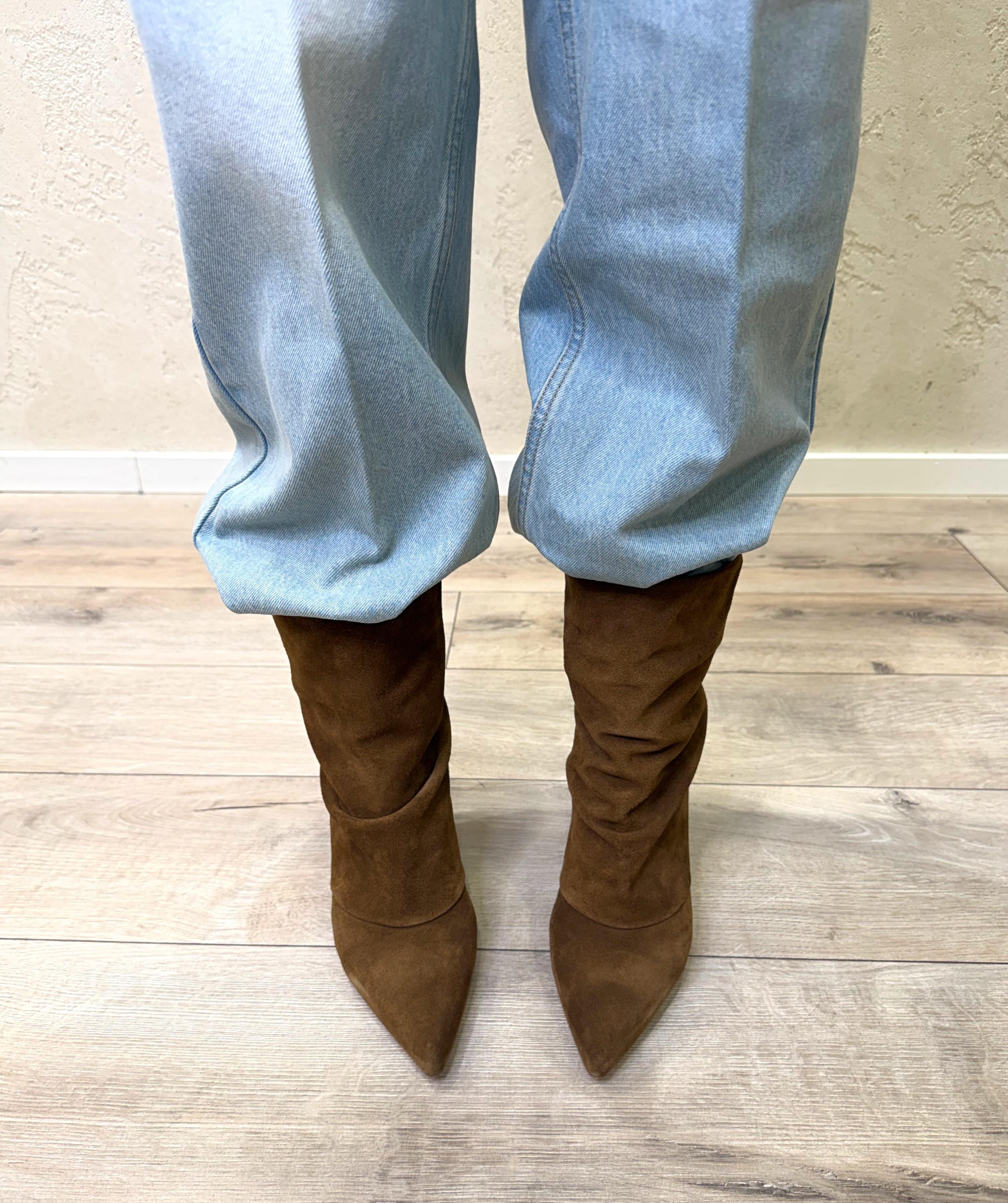 stivaletto in camoscio RGLEO02CAM TABACCO OVYE'