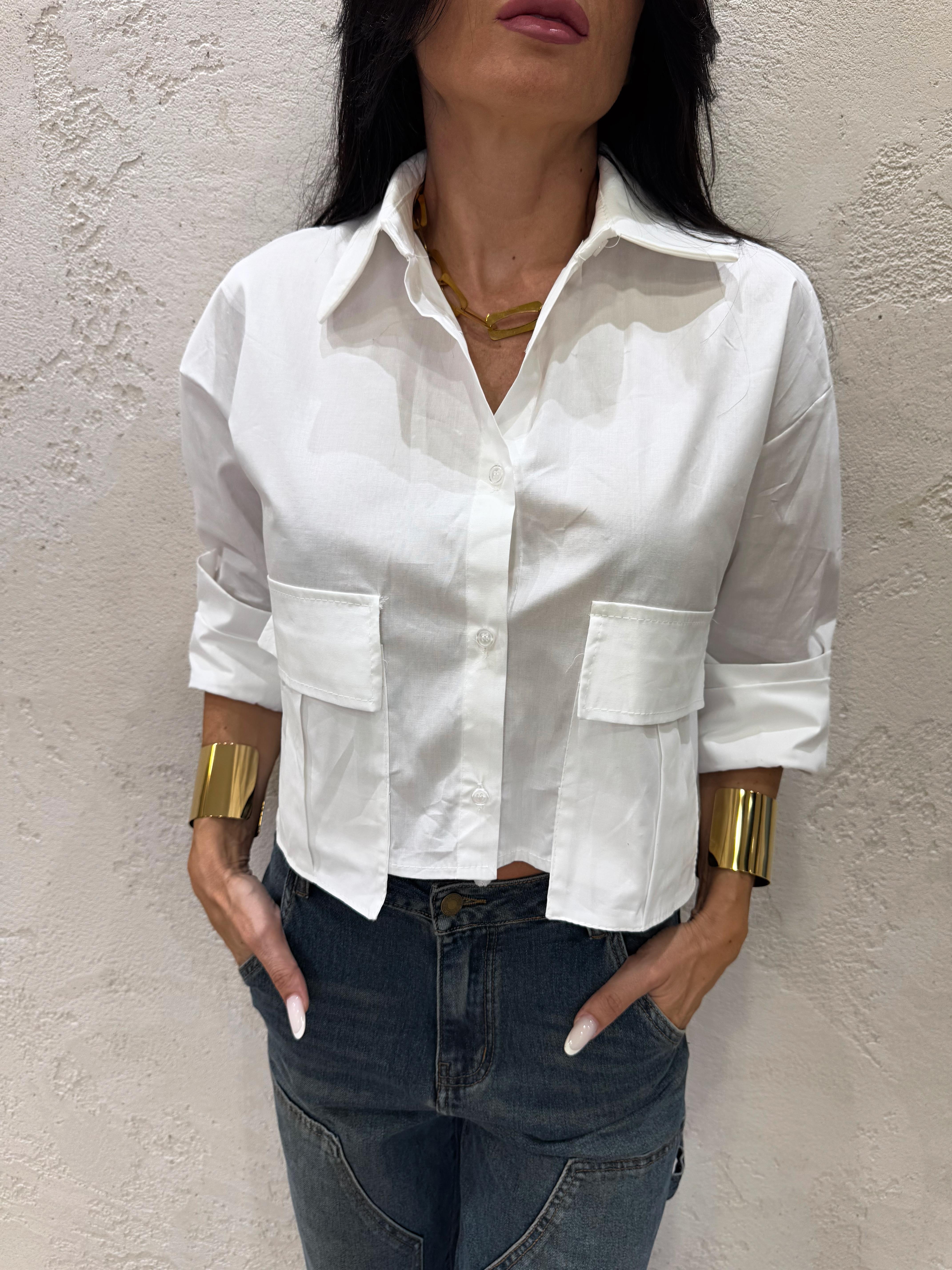 camicia crop con tasche CAMICROP BIANCO ELEVI