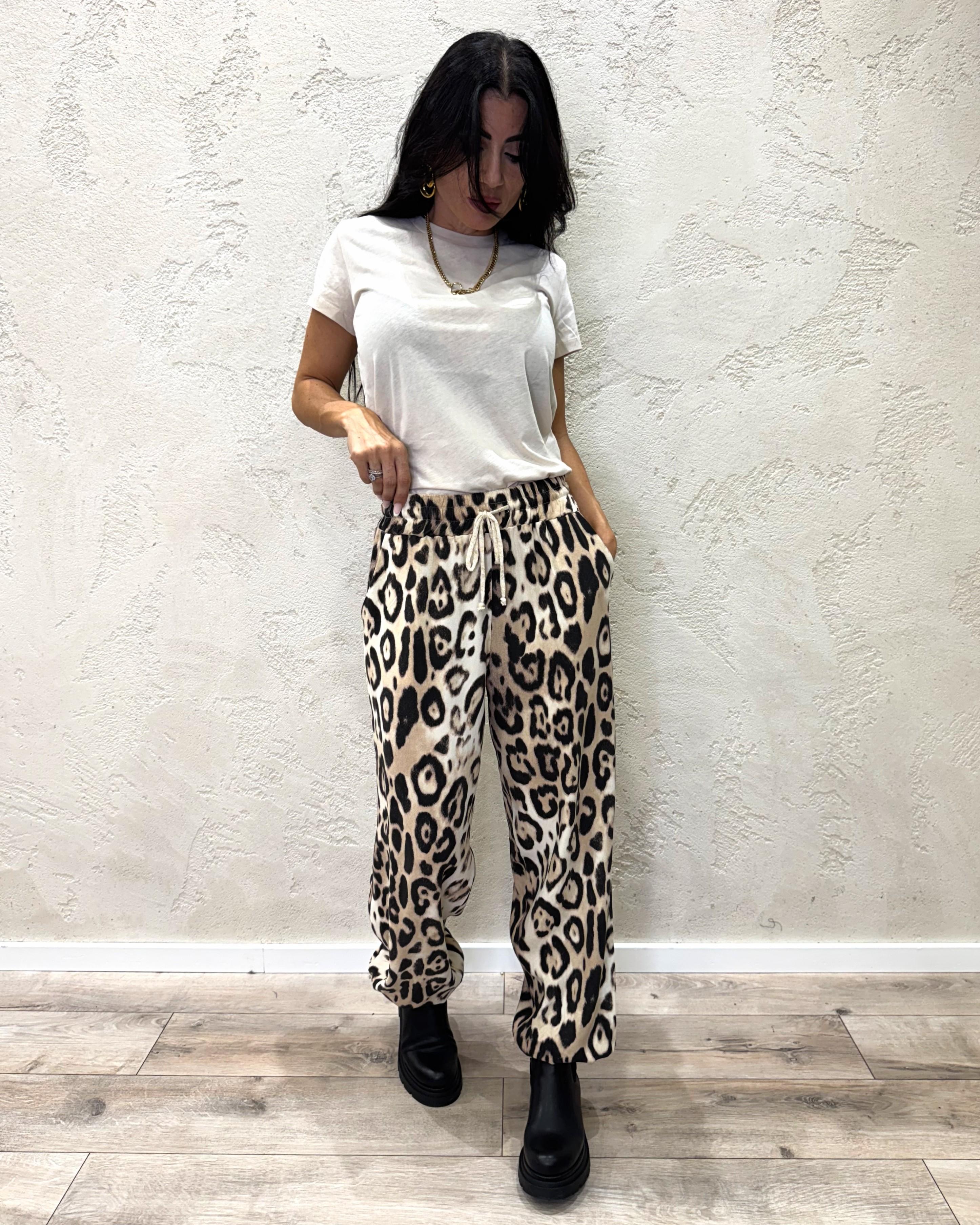 pantalone morbido con elastico sul fondo e coulisse in vita D260PP36U MACULATO SUSY MIX