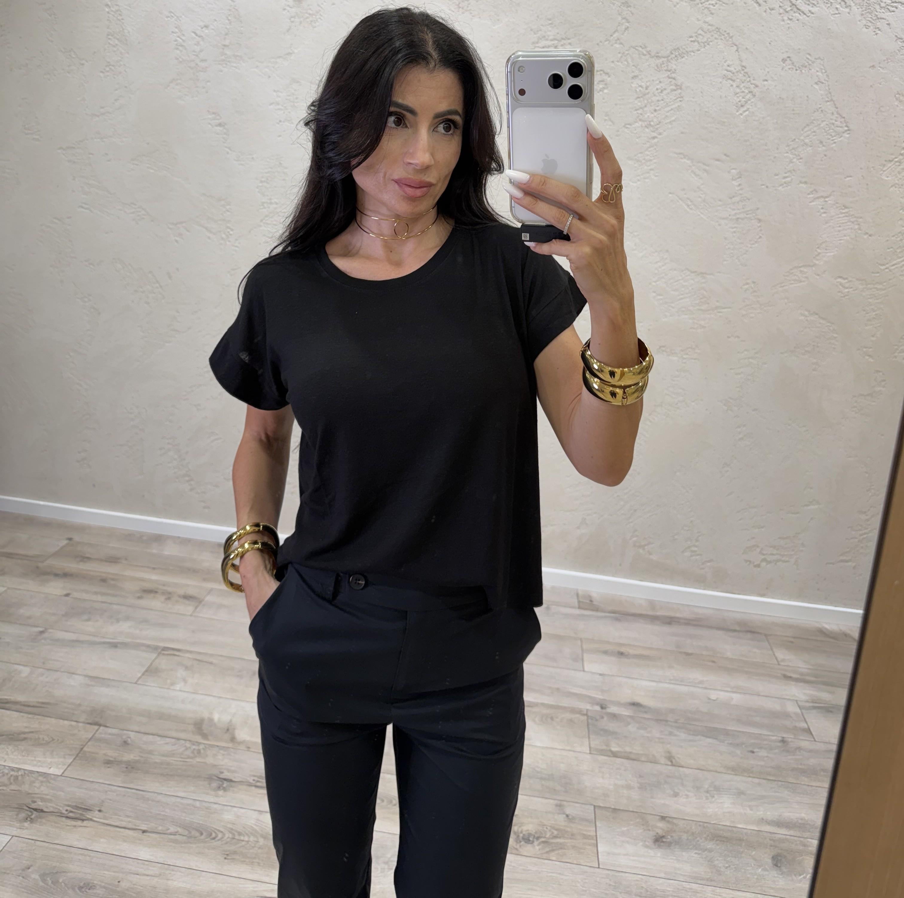 t-shirt over misto lino 21028 NERO TENSIONE IN