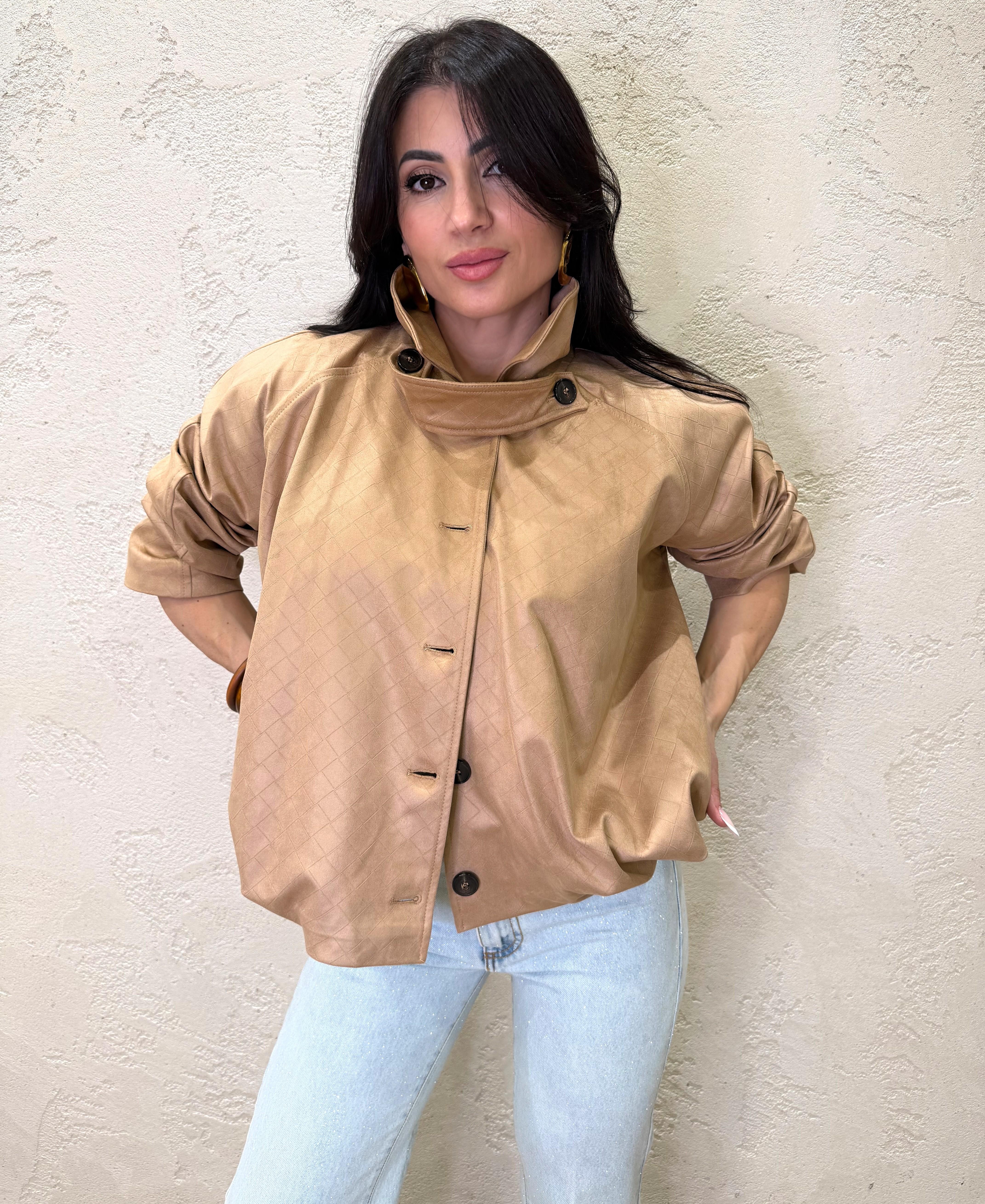 bomber in suede effetto intrecciato 26B4164 BEIGE TENSIONE IN